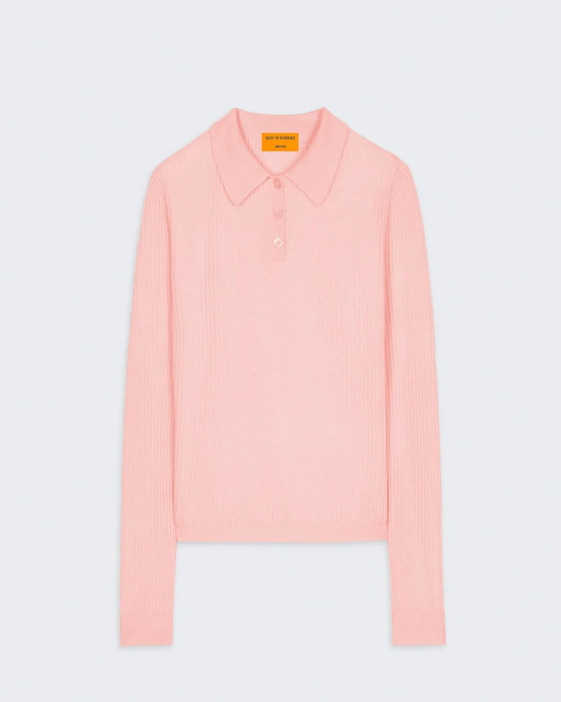 Long-Sleeved Shrunken Polo - Powder Pink