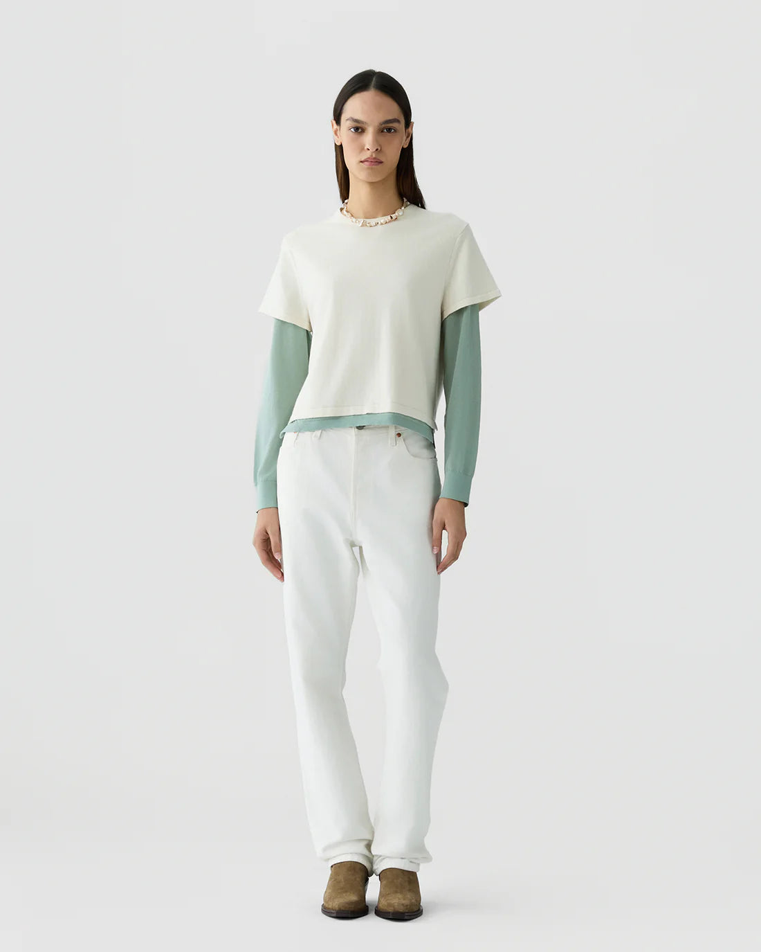 Layer Tee - Cream/Sage Brush