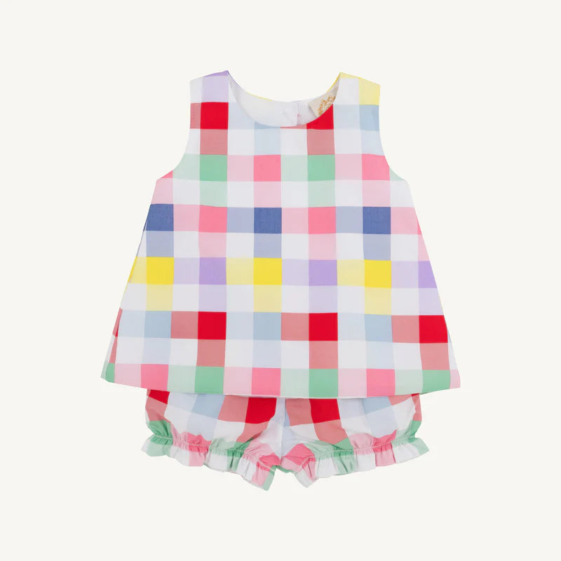Lucy Boone Button Set - Manchester Check with Hamptons Hot Pink