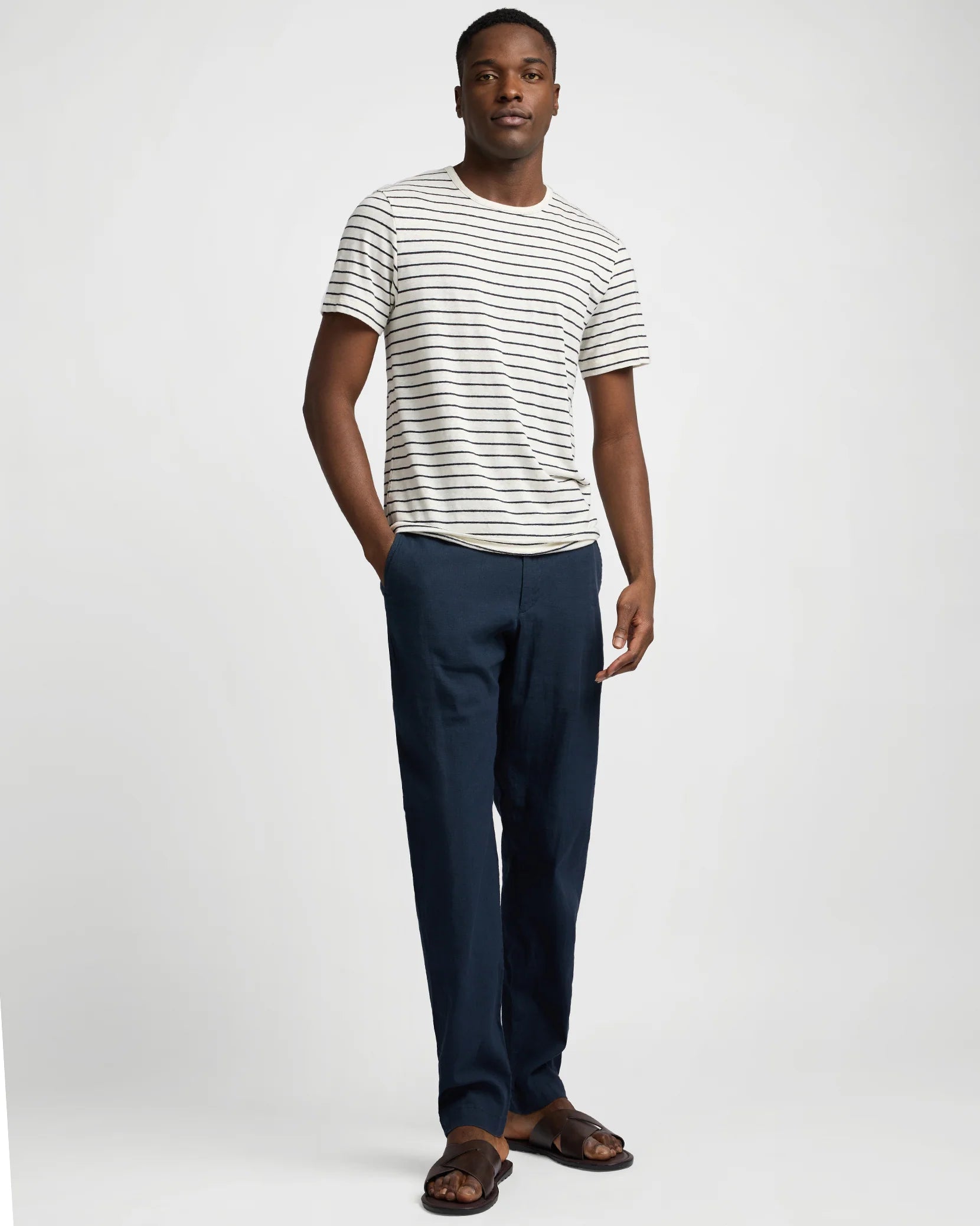 Stretch Linen Trouser - Midnight