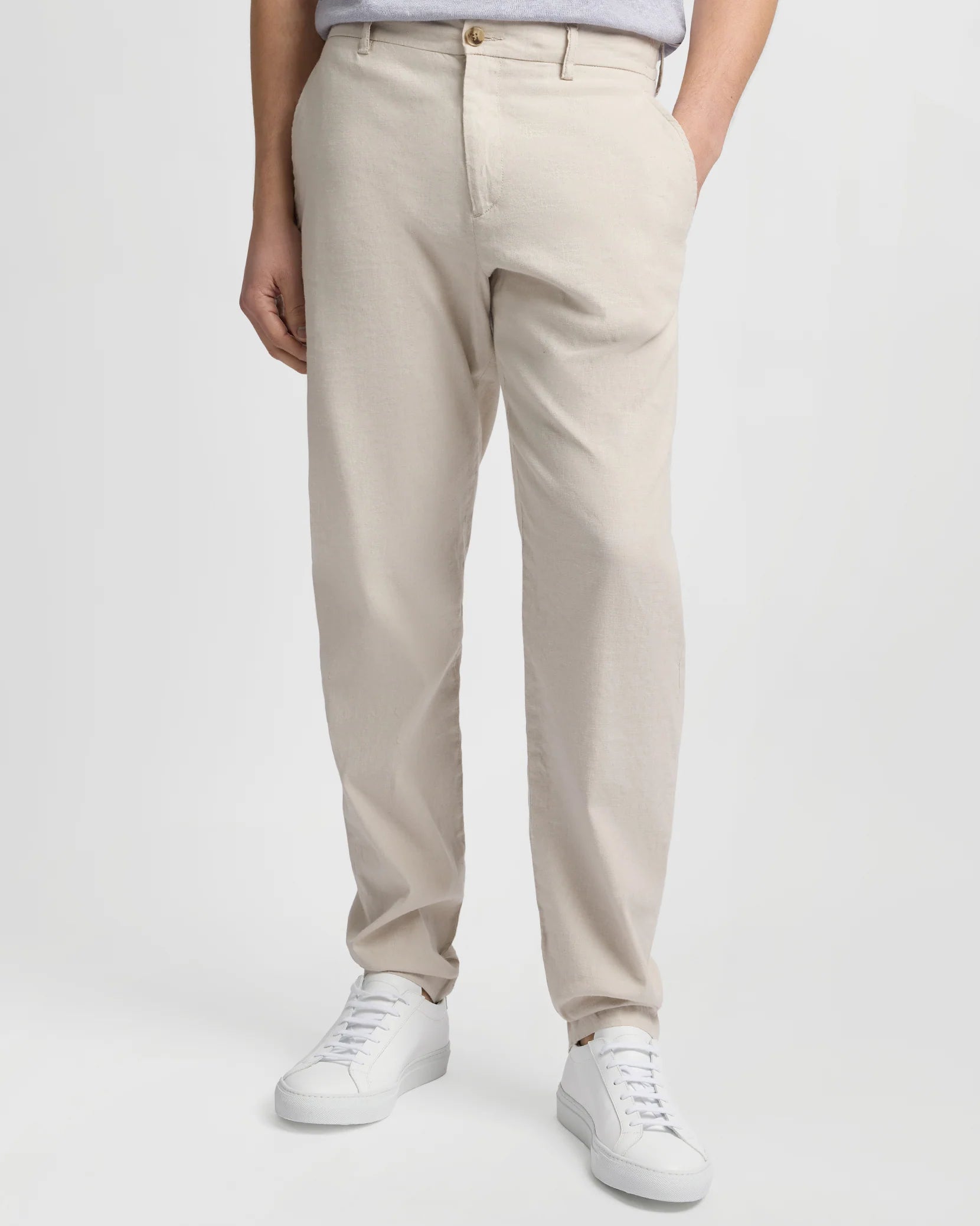 Stretch Linen Trouser - Stone