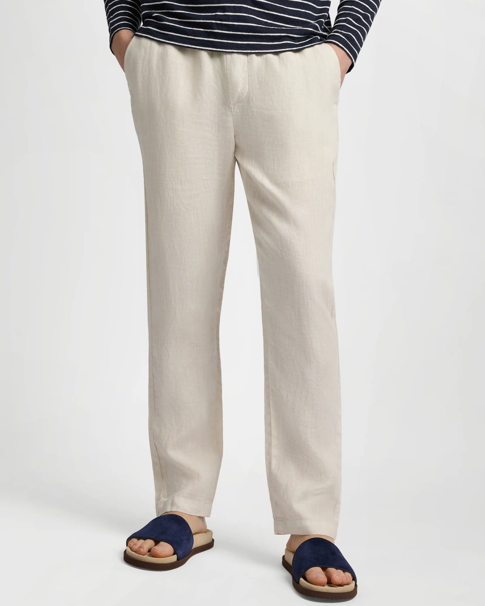 Pigment Dye Linen Pull On Pant - Bone