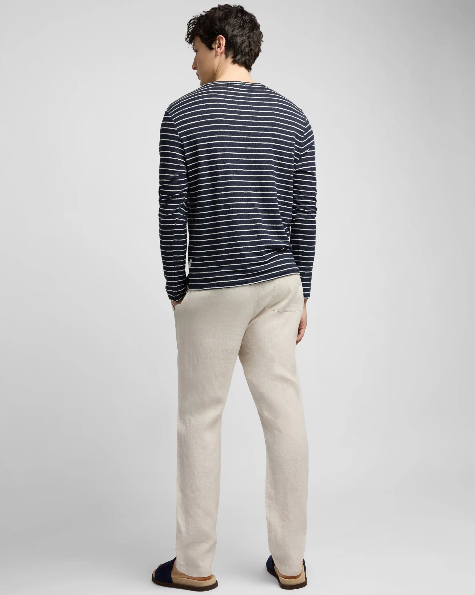 Pigment Dye Linen Pull On Pant - Bone