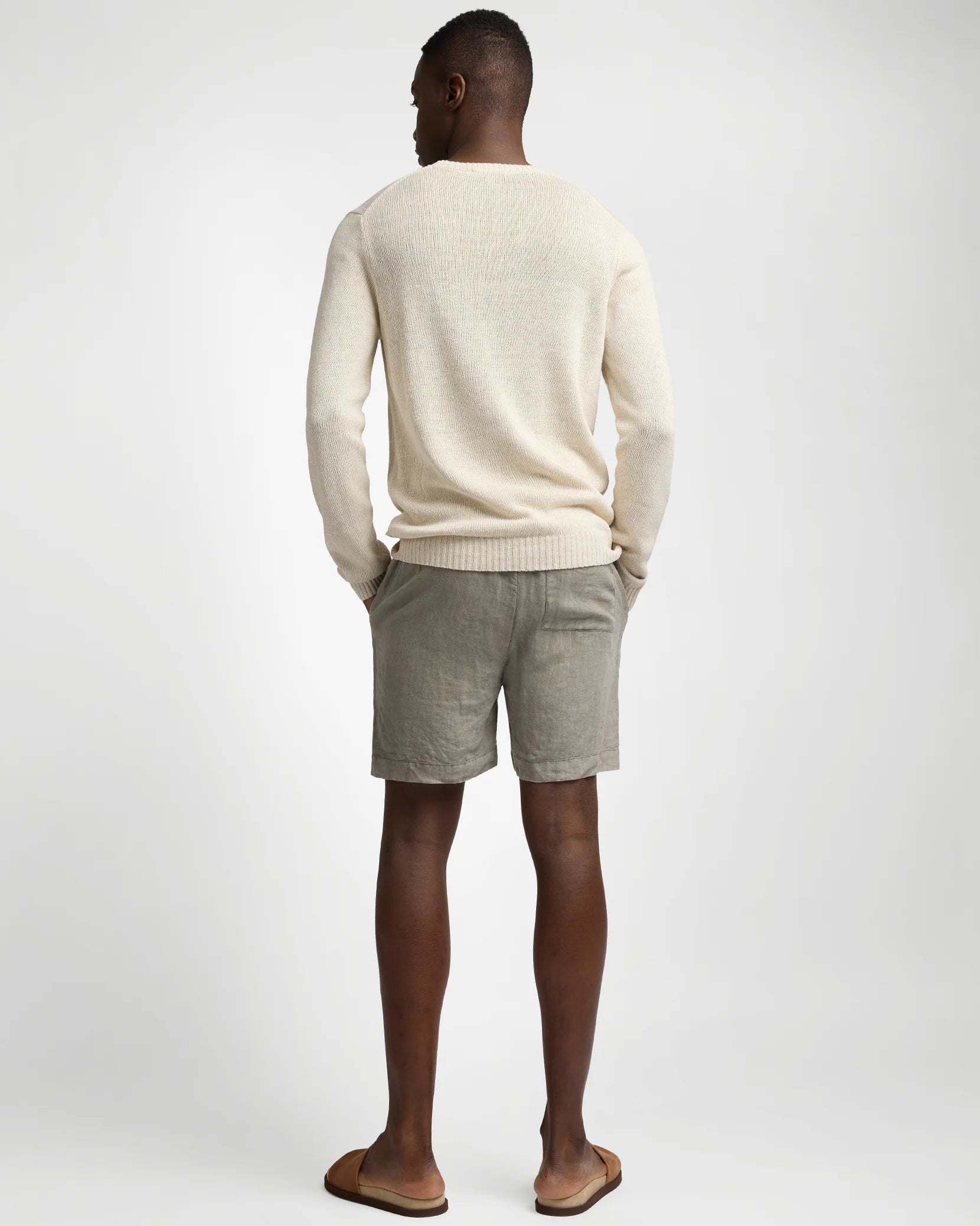 Silk Linen Crewneck - Taupe