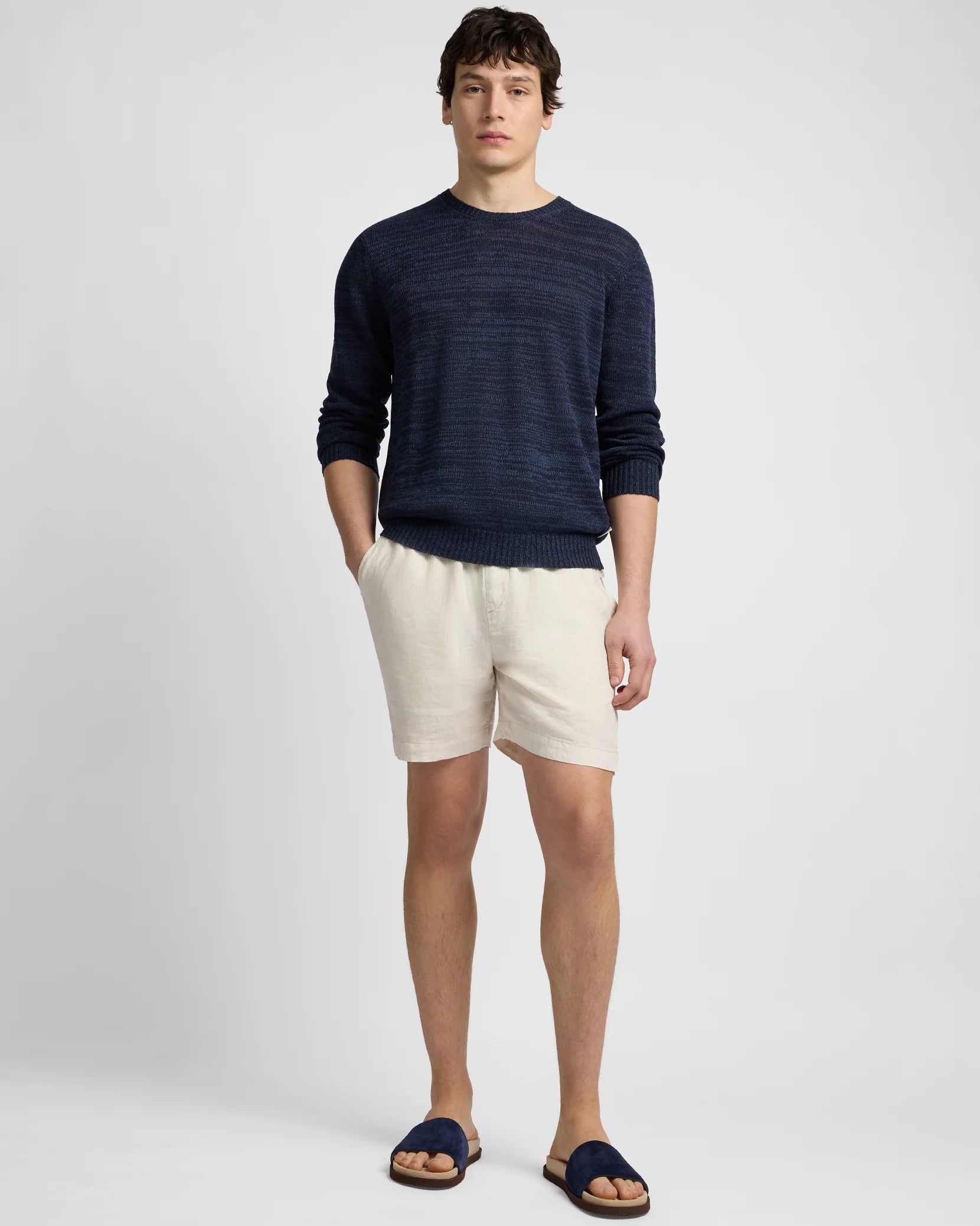 Silk Linen Crewneck - Midnight