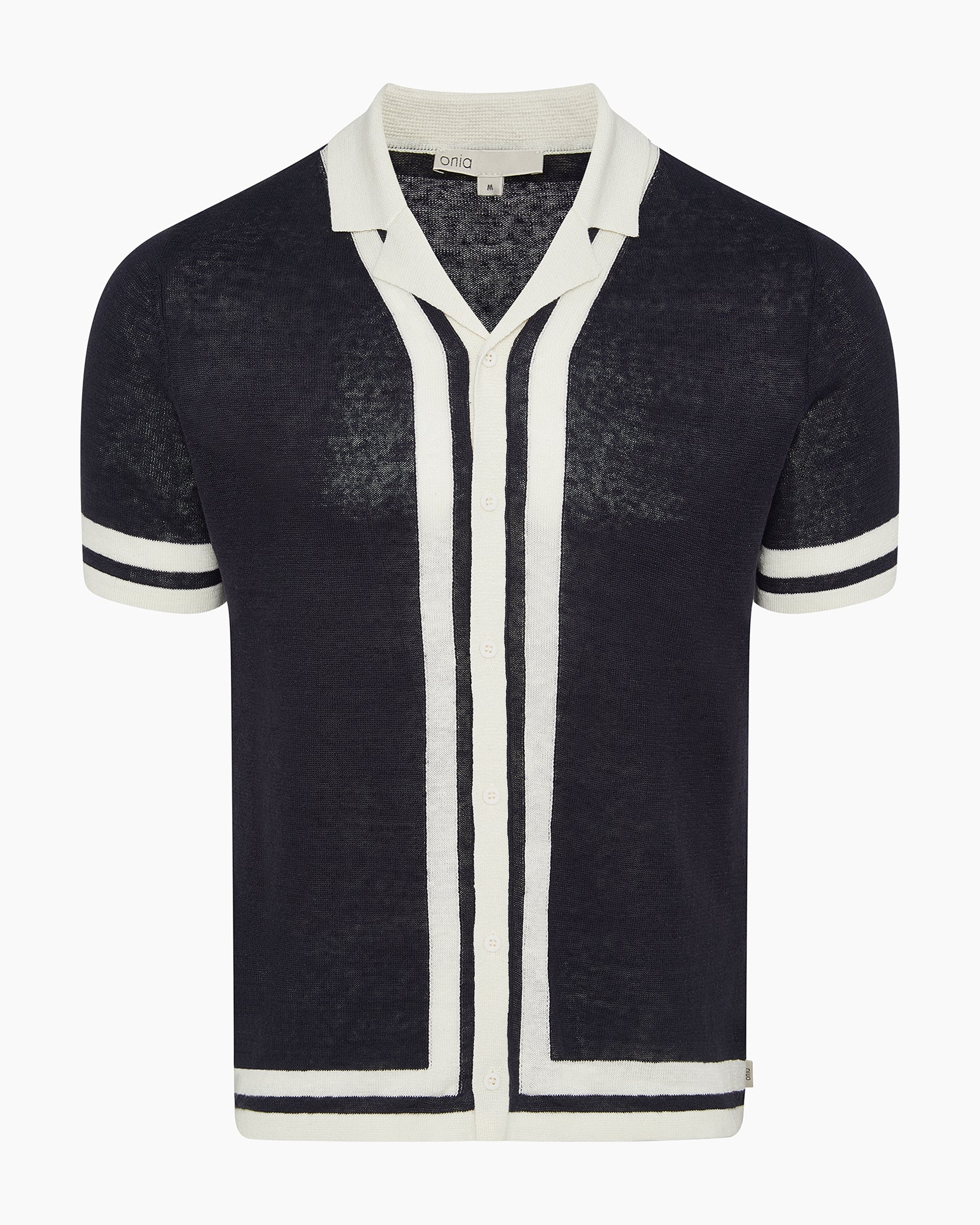 Linen Knit Camp Shirt - Midnight/Egret