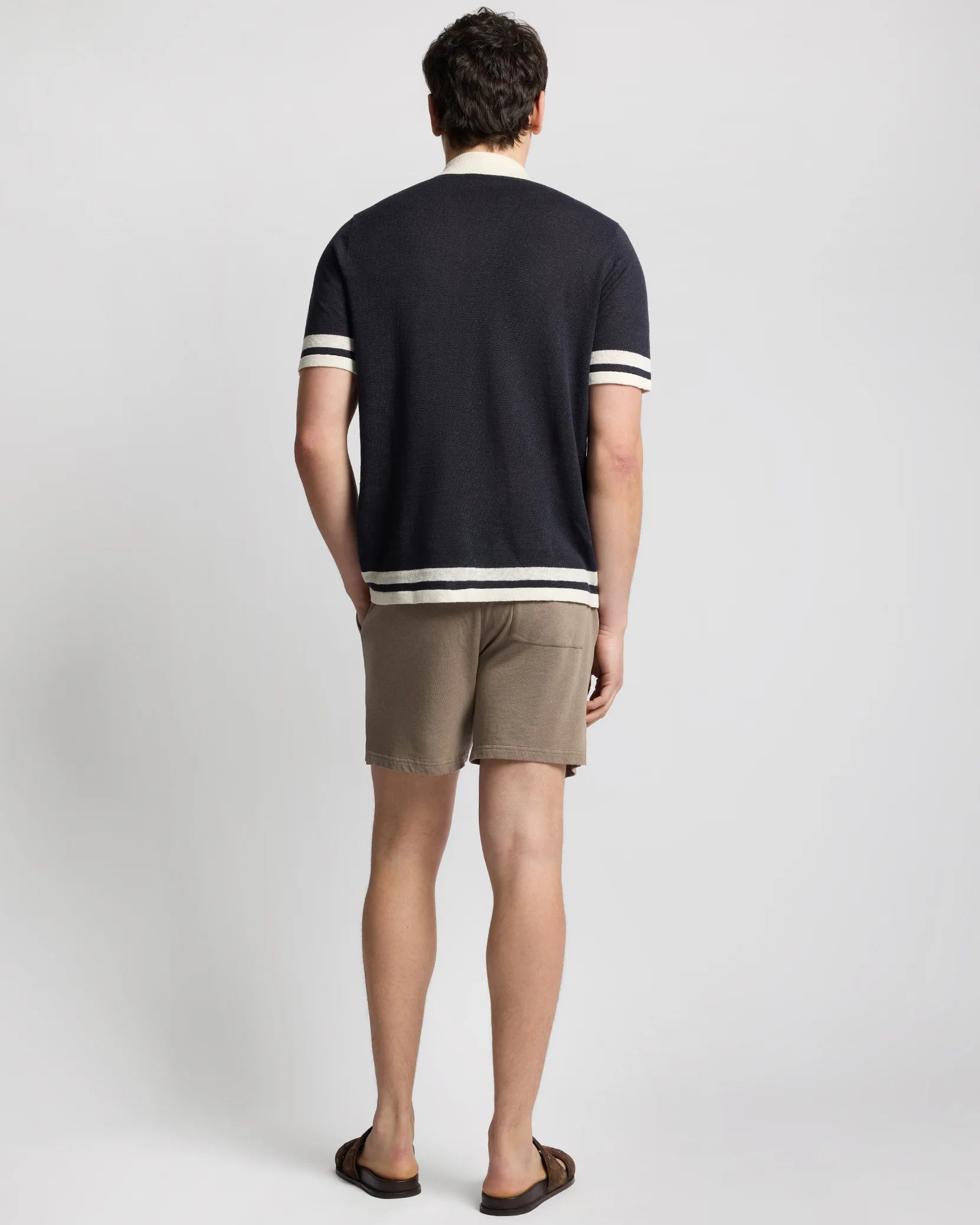 Linen Knit Camp Shirt - Midnight/Egret