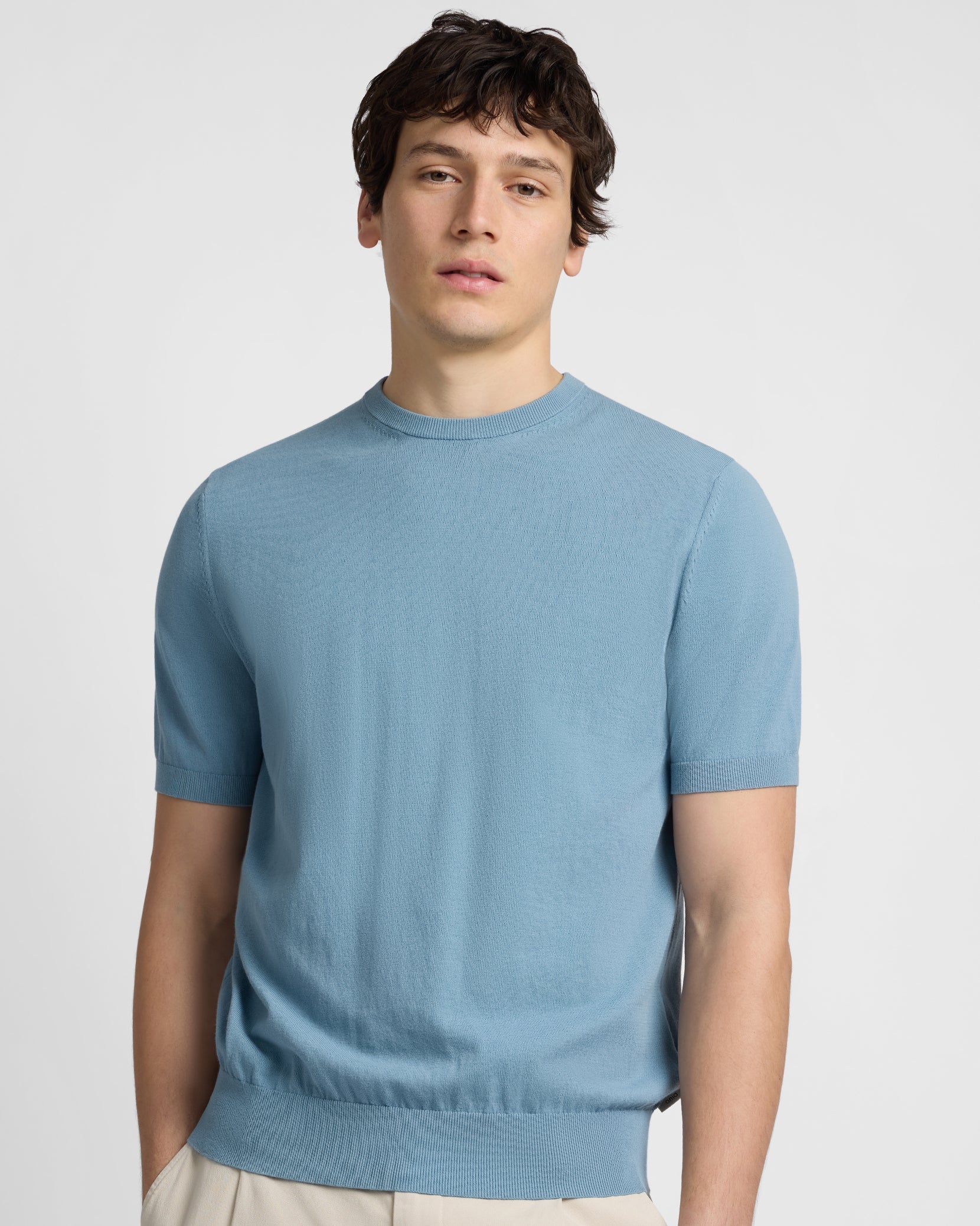 Mercerized Cotton Knit Tee - Marine