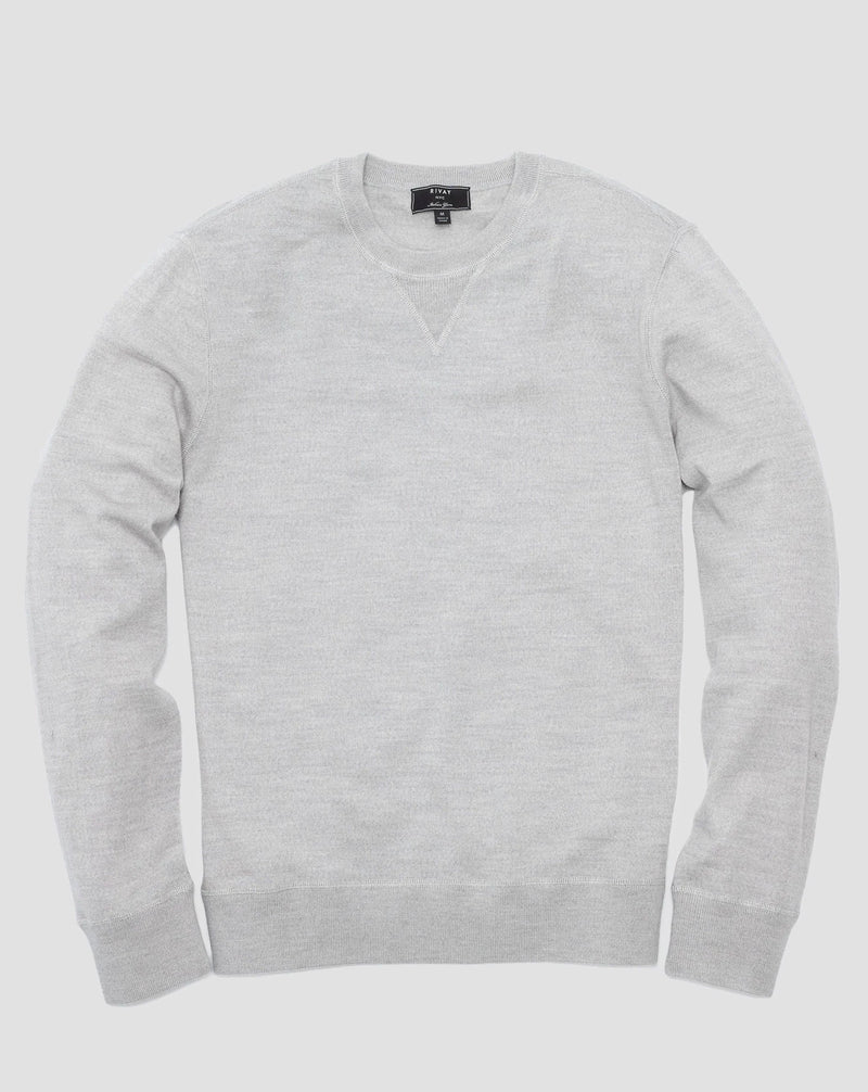 Merino Wool Crewneck Sweater - Pearl Gray