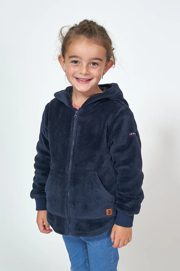 Teddy Polar Hooded Jacket - Navy