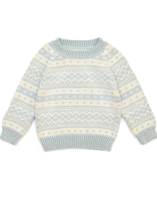 Winter Sweater - Light Blue & Natural