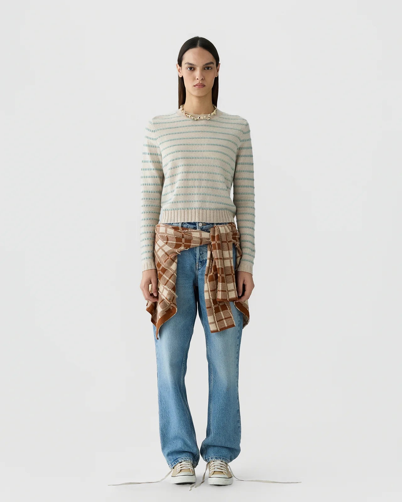 Pebble Stripe Shrunken Crew - Sandstone Combo