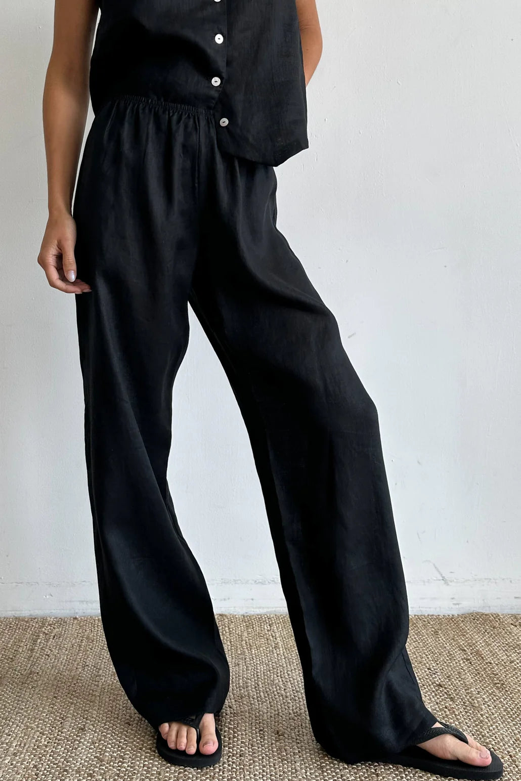 The Linen Simple Pant - Navy