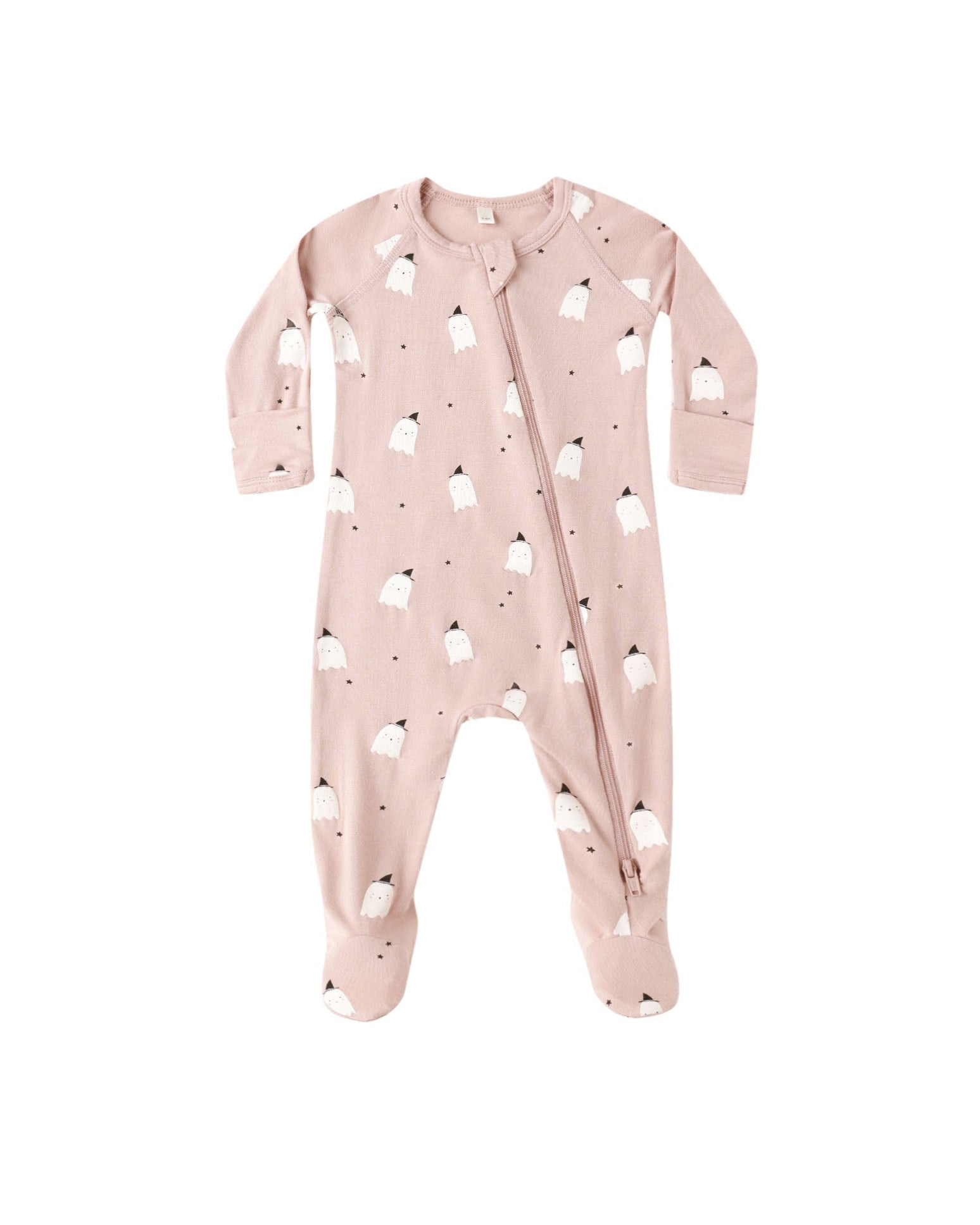 Bamboo Zip Footie - Pink Ghosts