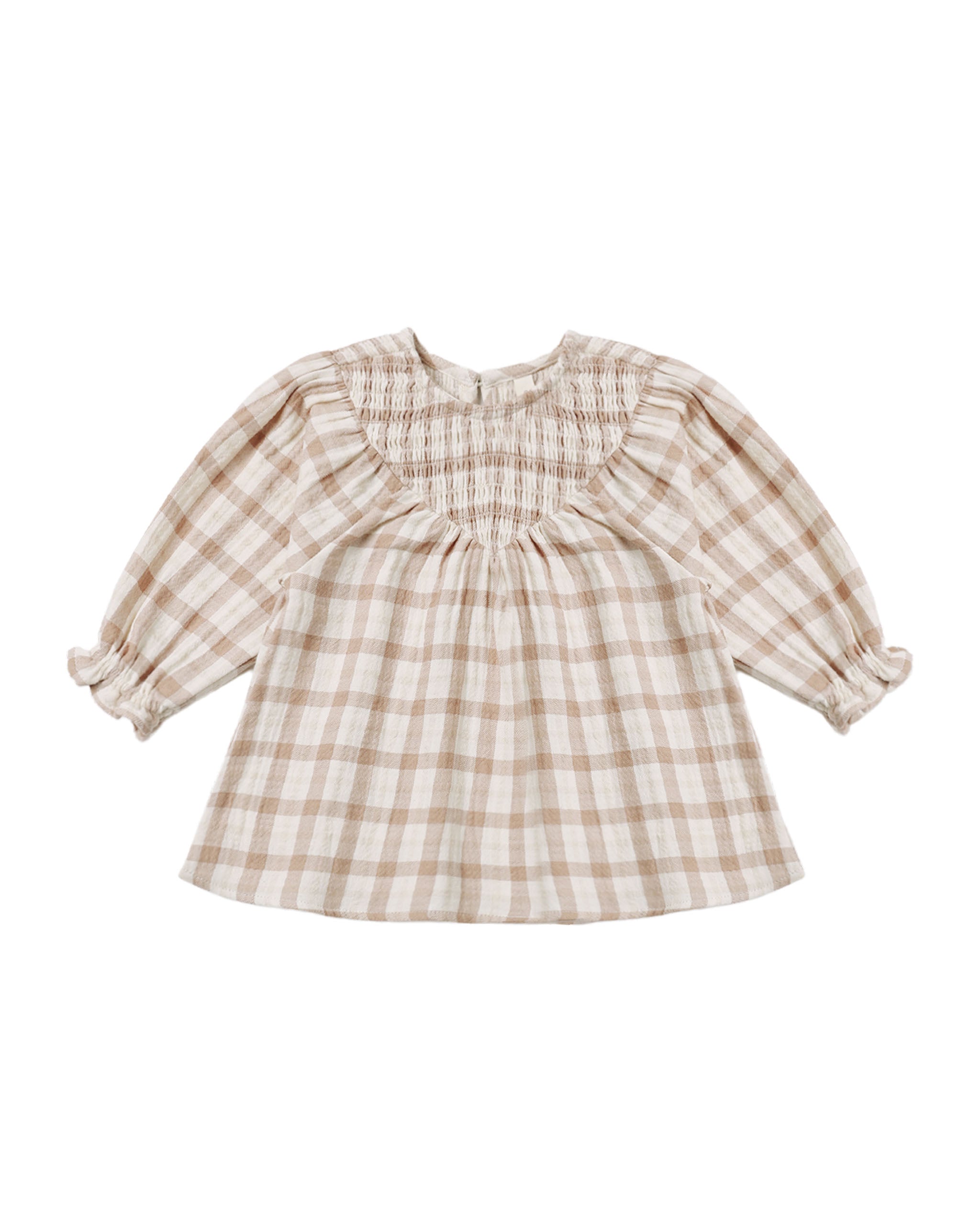 V Smocked Dress - Rustic Plaid