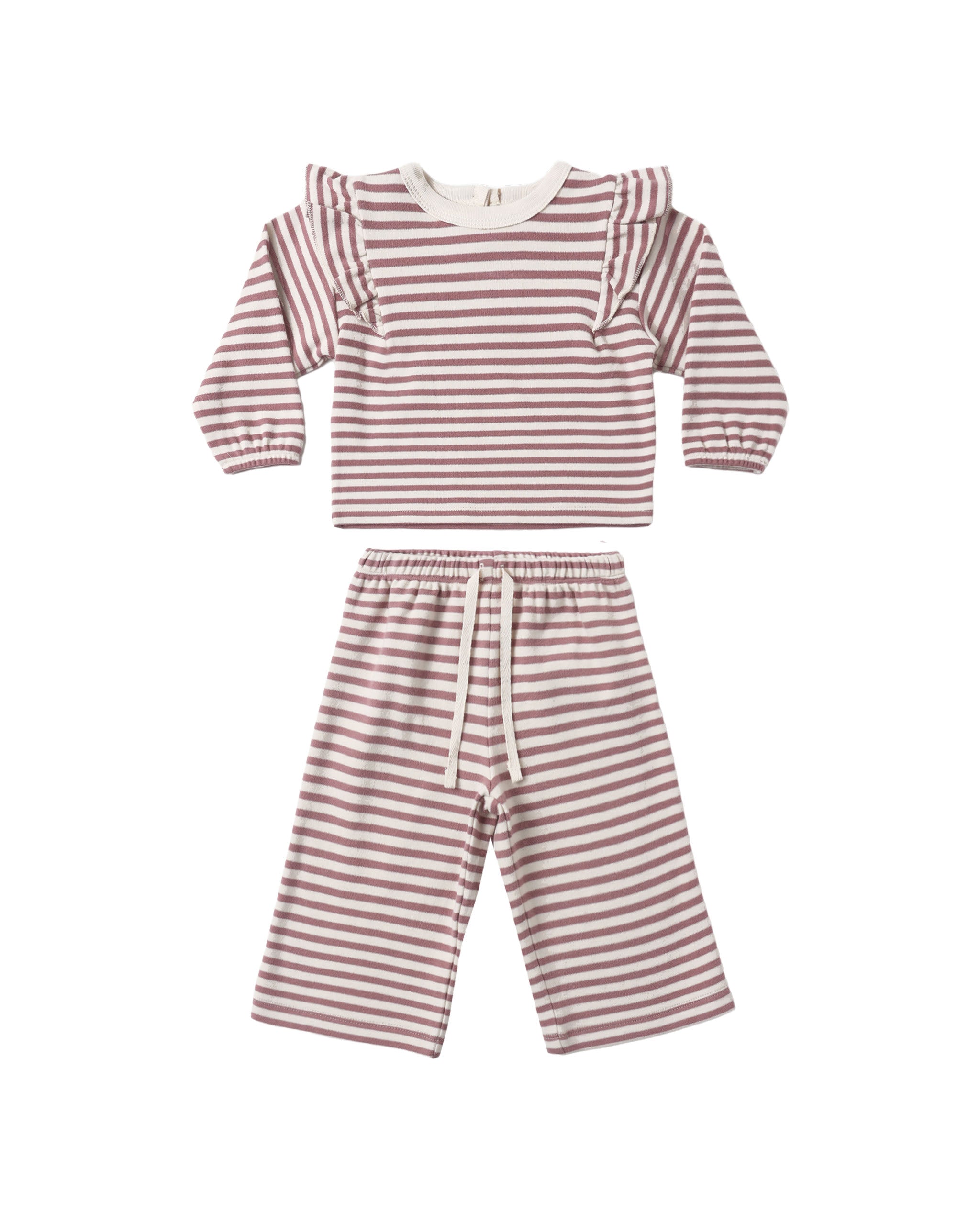 Ruffle Cozy Set - Mulberry Stripe