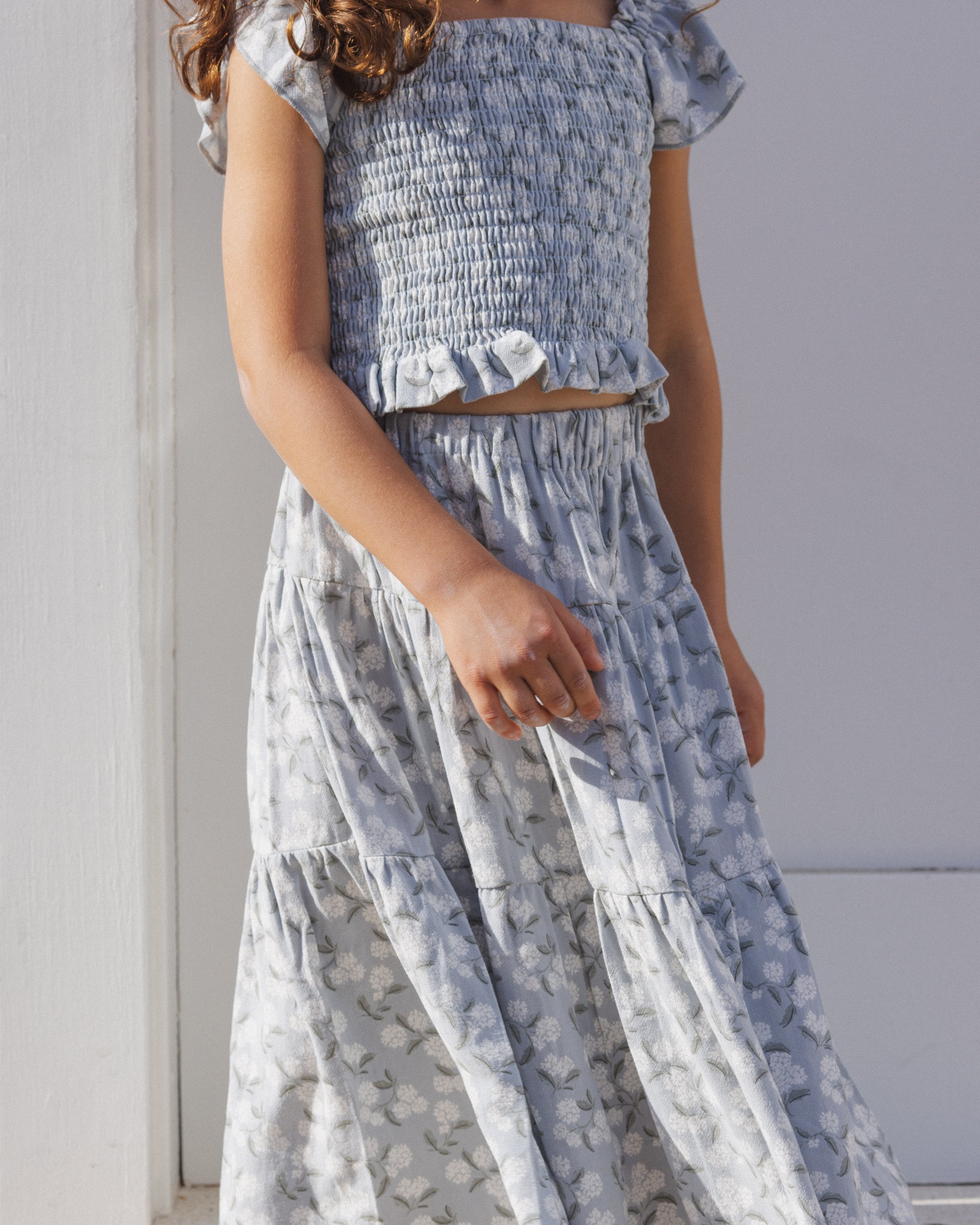 Zayla Top and Tiered Midi Skirt Set - Hydrangea