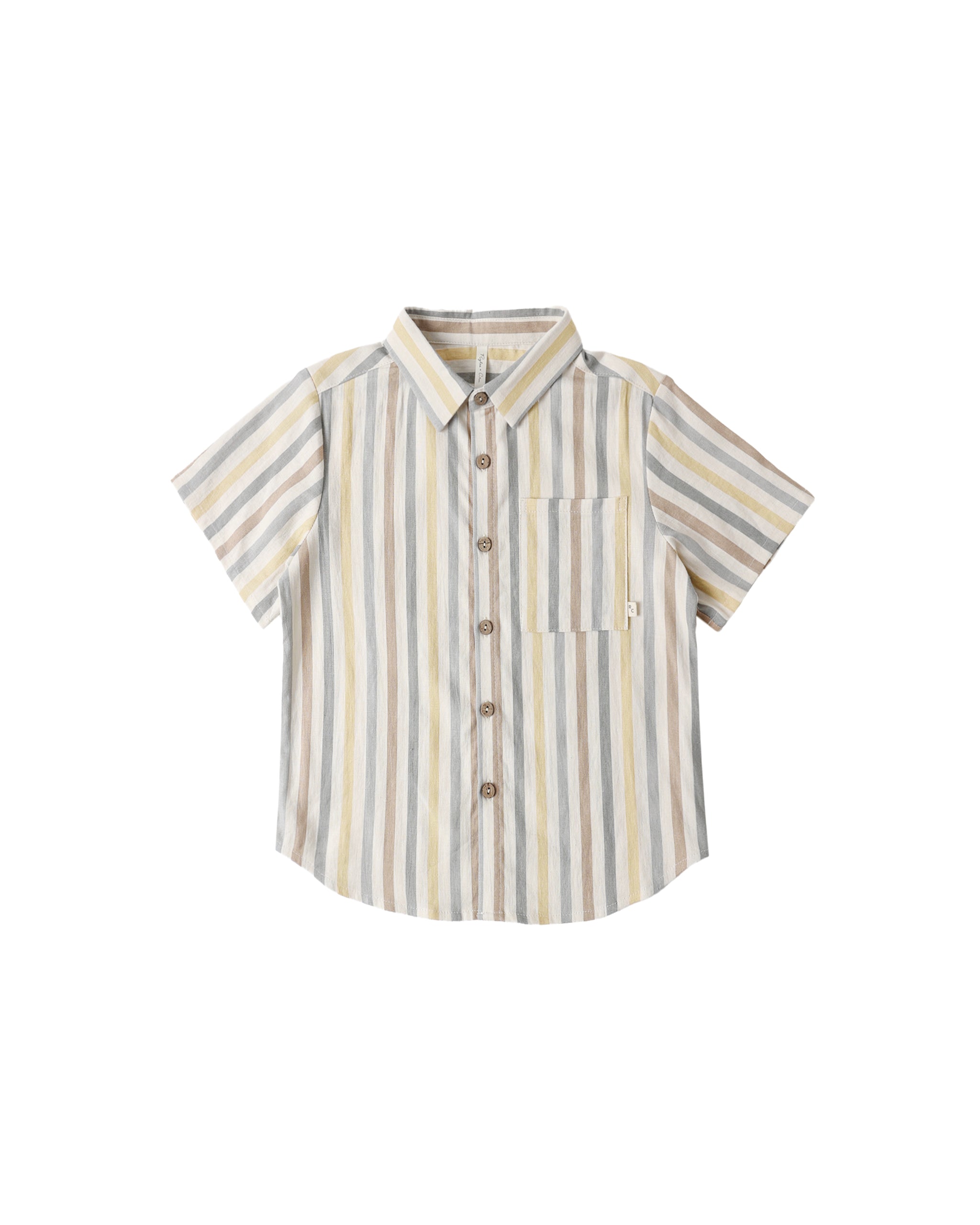 Collared Short Sleeve Shirt & Perry Short- Valencia Stripe & Heathered Coco
