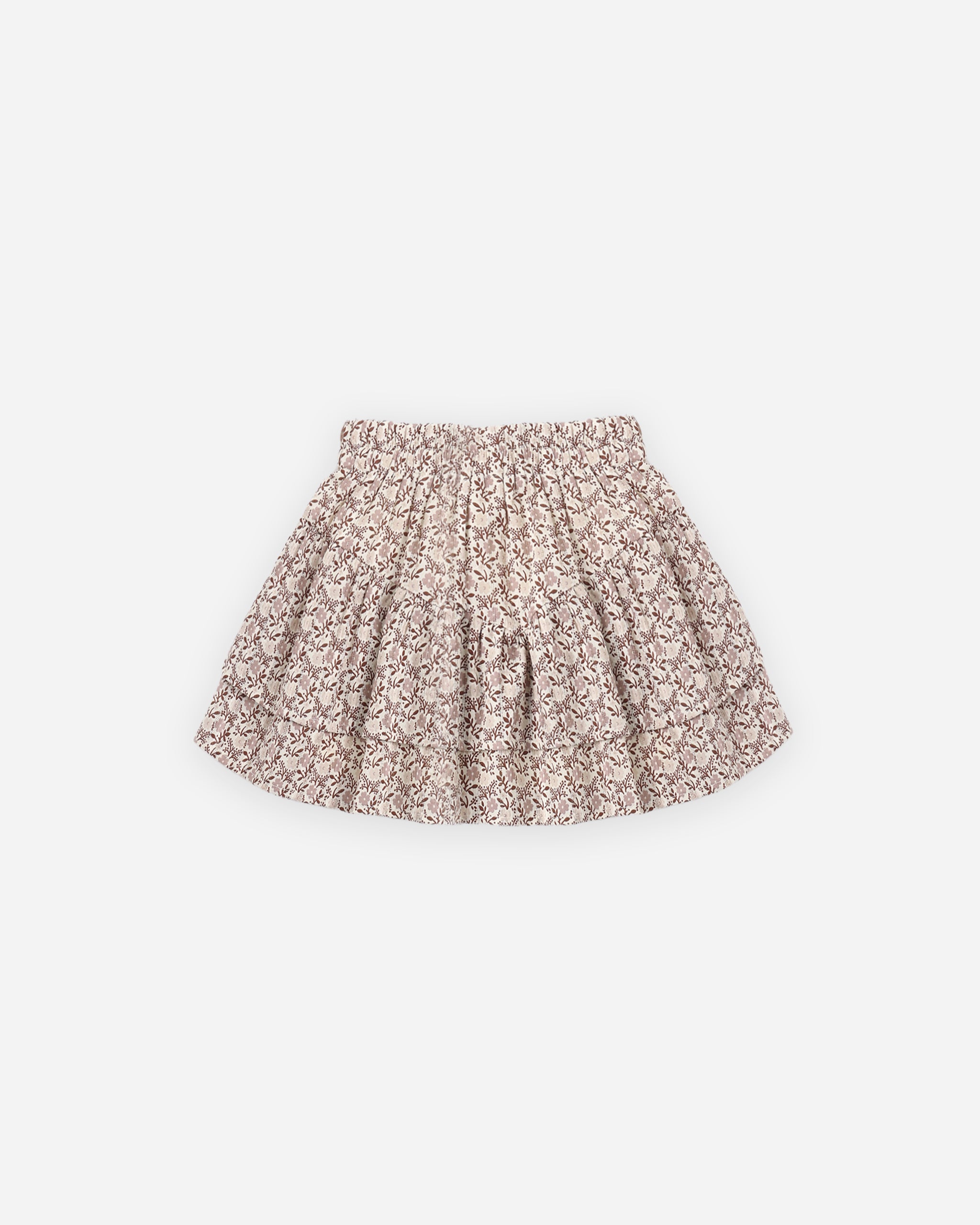 Ribbed Long Sleeve and Tiered Mini Skirt - Rosewood