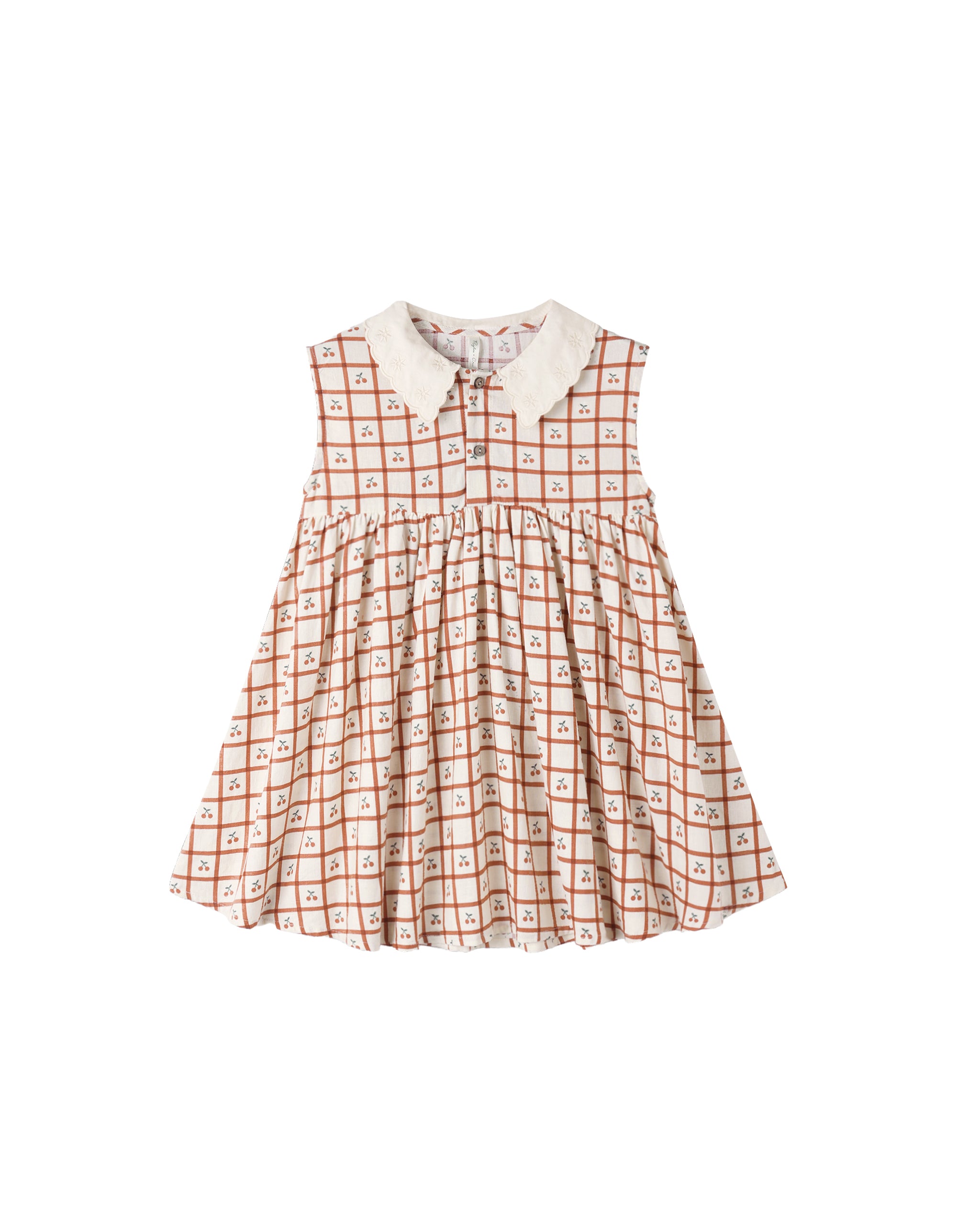 Collared Babydoll Dress - Cherry Check
