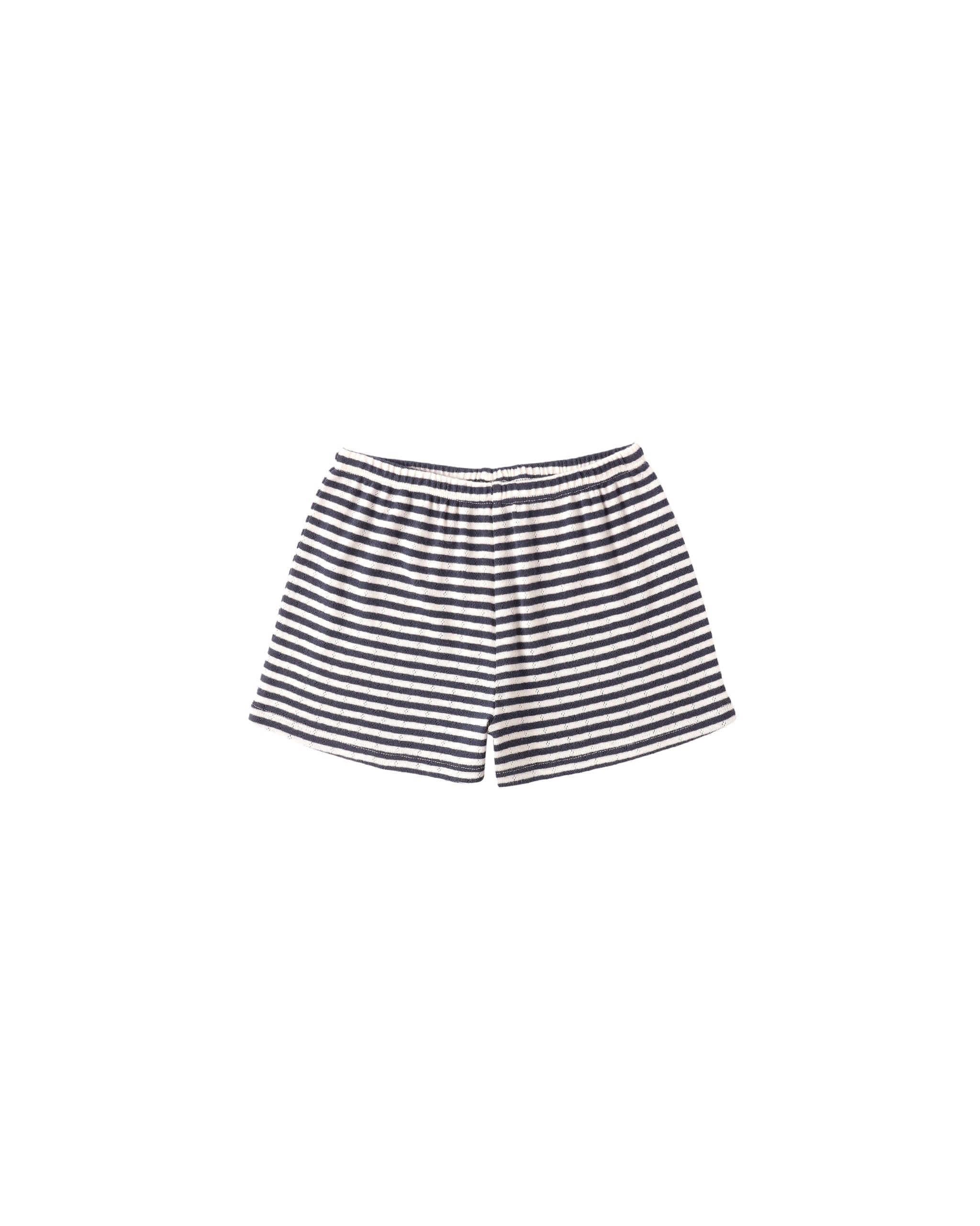 Pointelle Tee and Shorts Set - Navy Stripe
