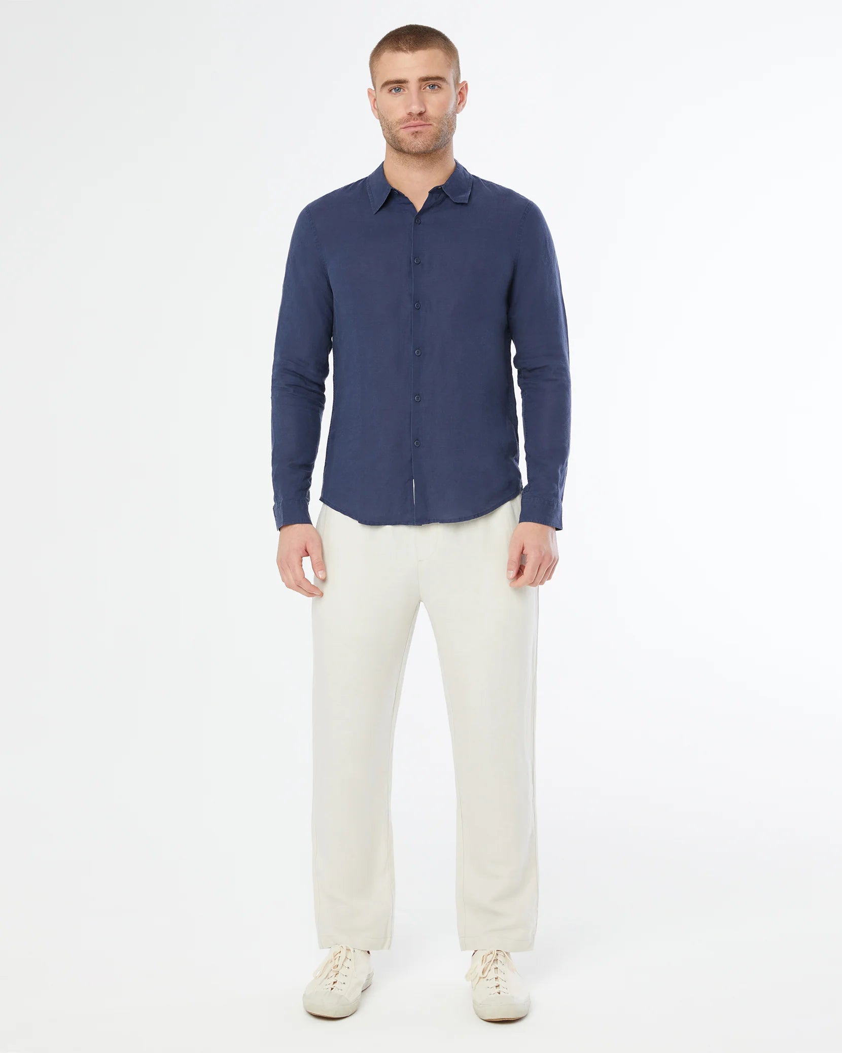 Air Linen Long Sleeve Shirt - Deep Navy