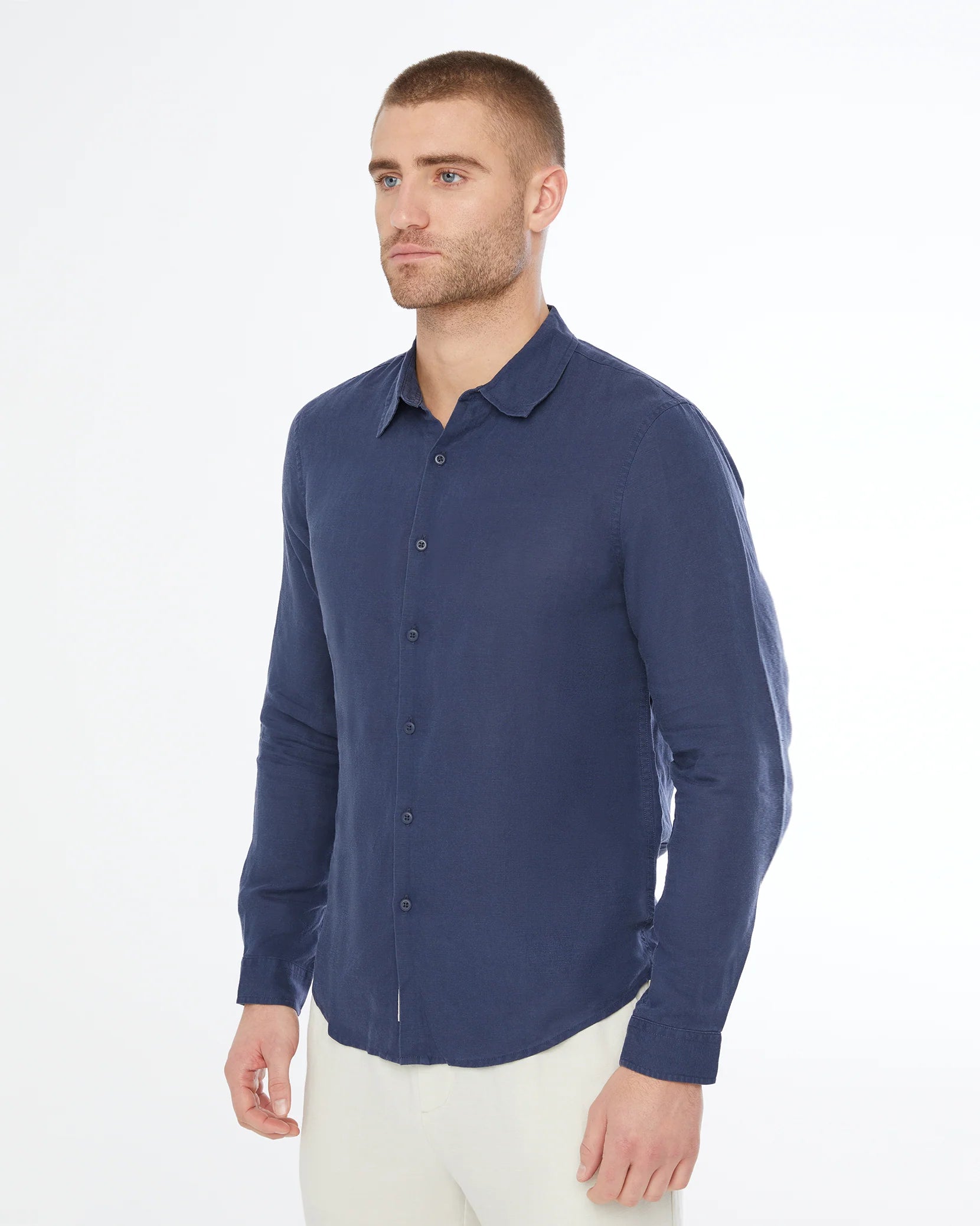 Air Linen Long Sleeve Shirt - Deep Navy