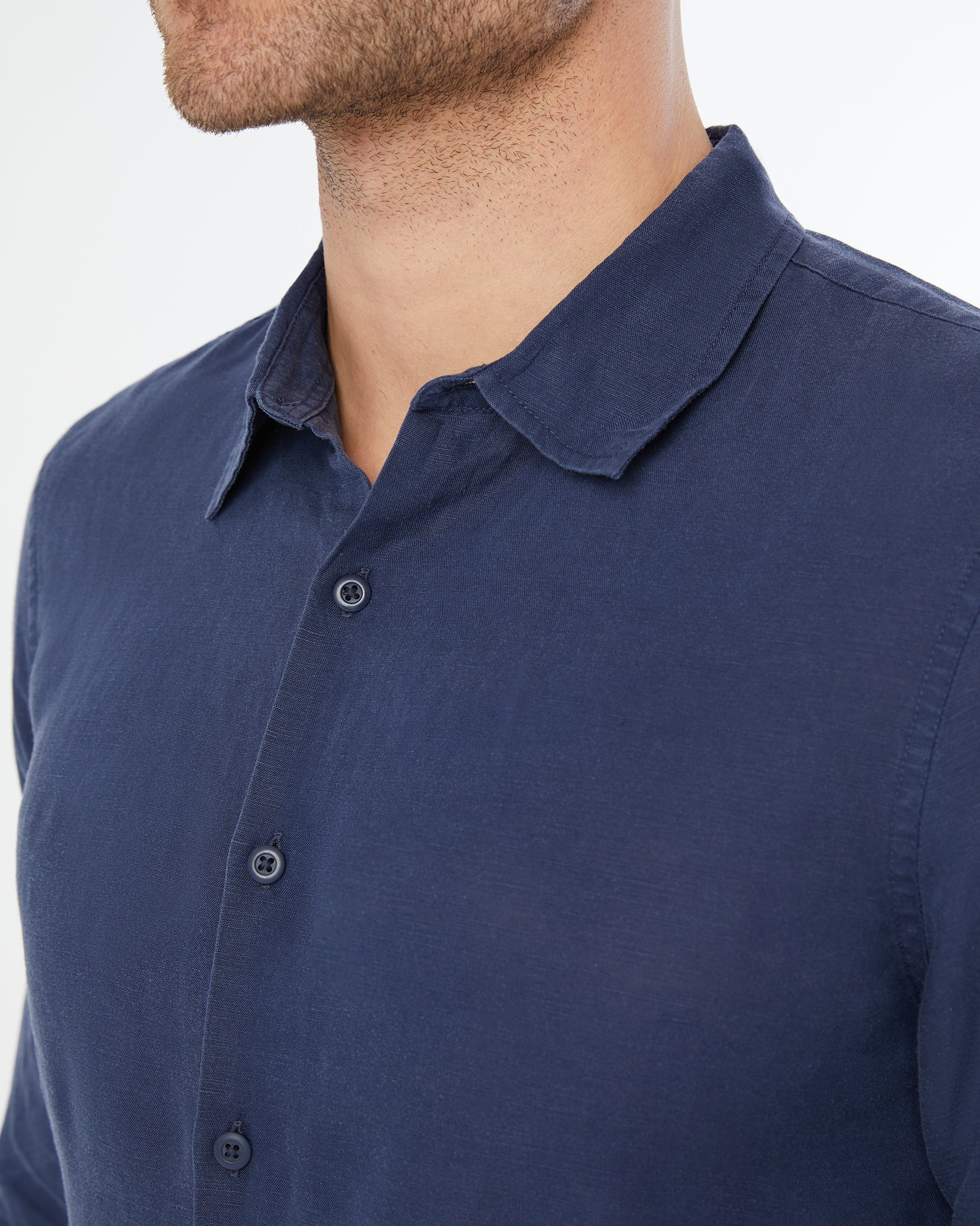 Air Linen Long Sleeve Shirt - Deep Navy