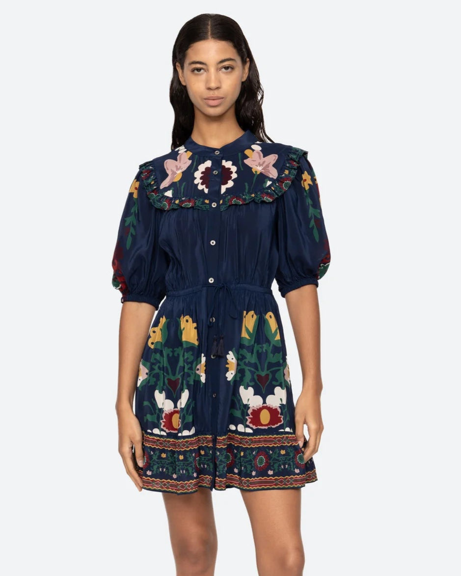 Cassia Short Sleeve Dress - Navy