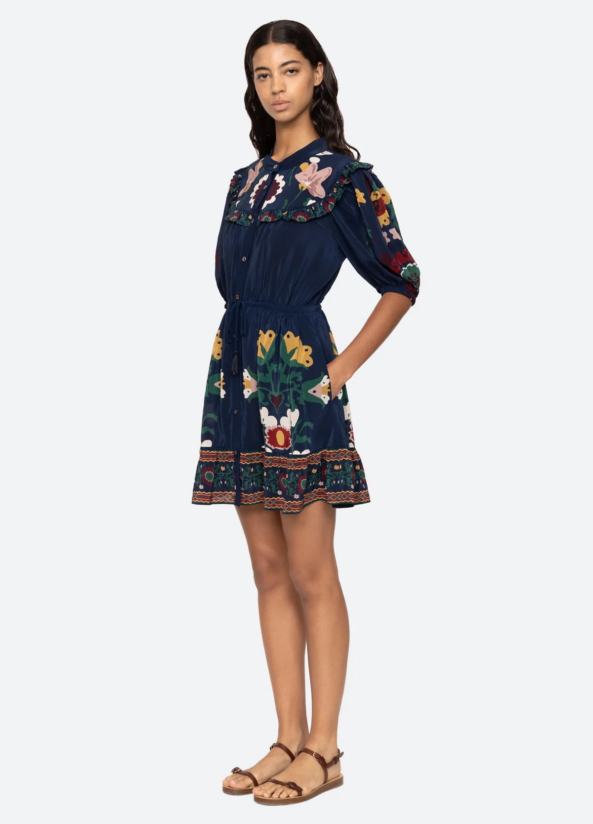 Cassia Short Sleeve Dress - Navy