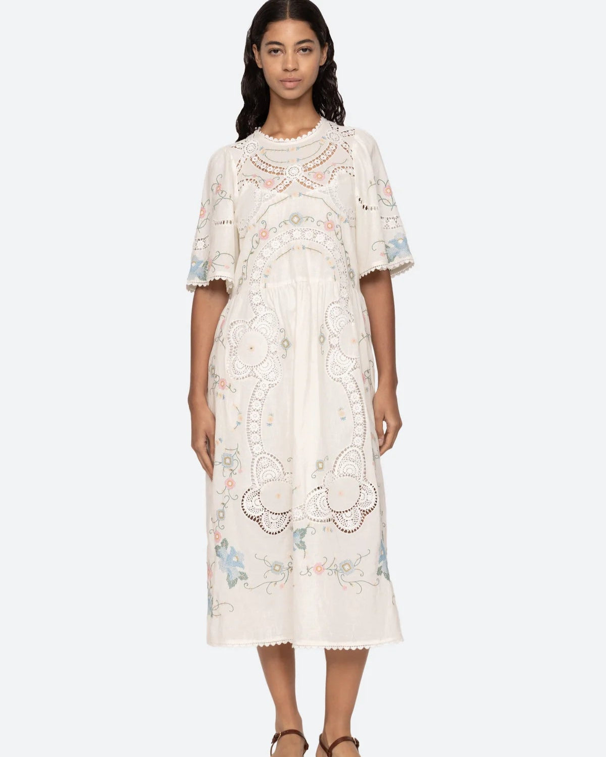 Vesna Short Sleeve Dress - White