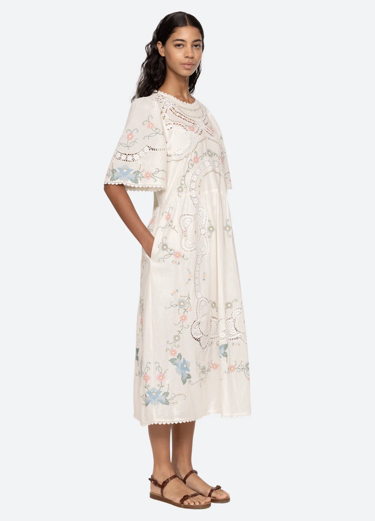 Vesna Short Sleeve Dress - White