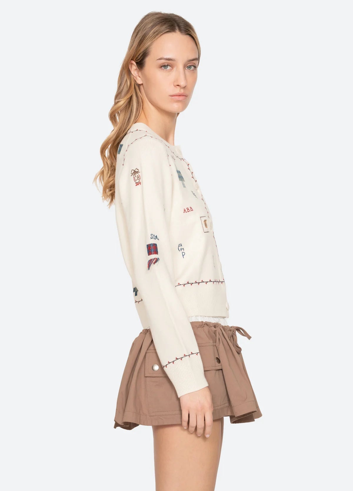 Claira Emb Knit Cardigan - Cream