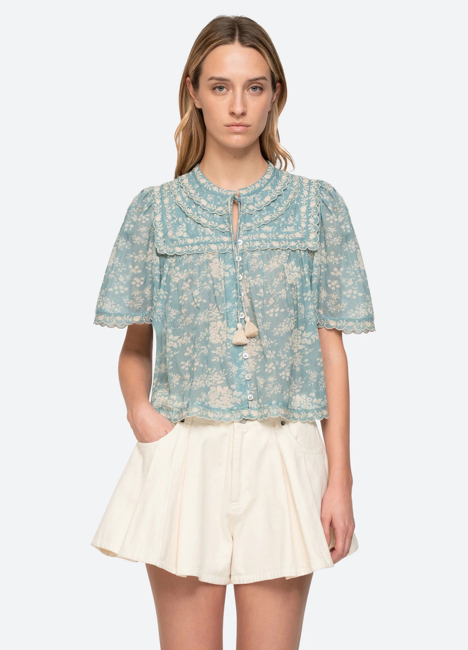 Kirsten Print Top - Sky