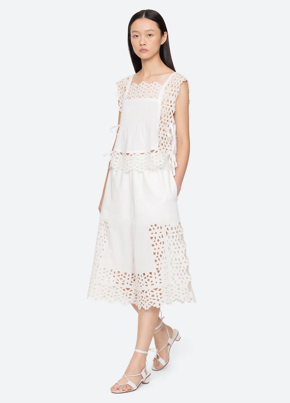 Leila Eyelet Culottes - White