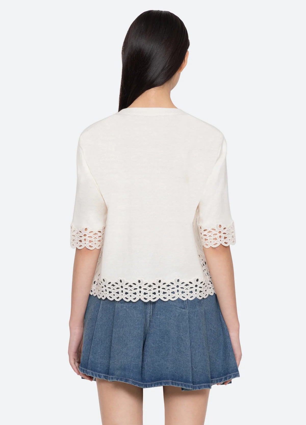 Leila Eyelet Sweater - Cream