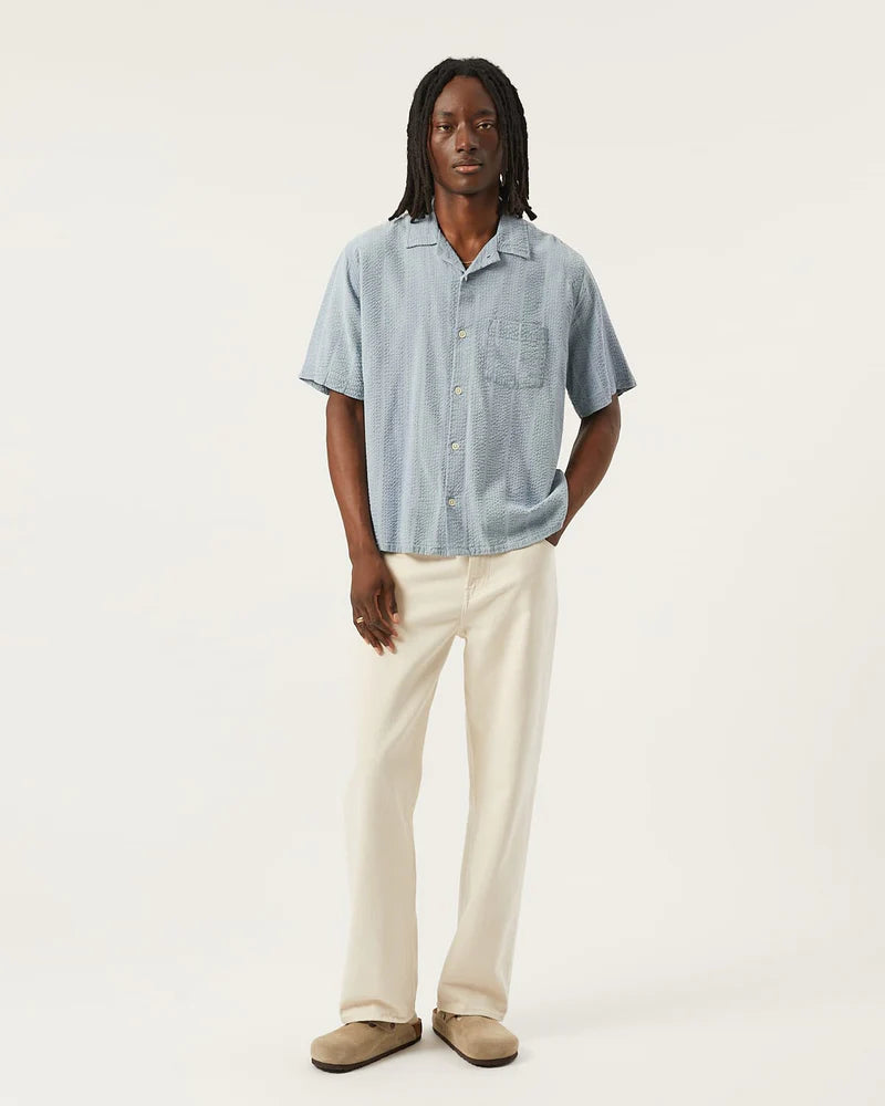 Striped Seersucker SS - Indigo