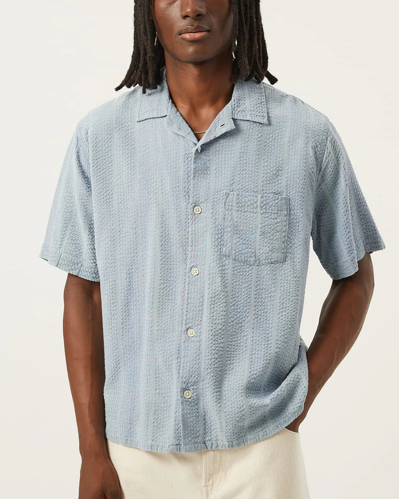 Striped Seersucker SS - Indigo