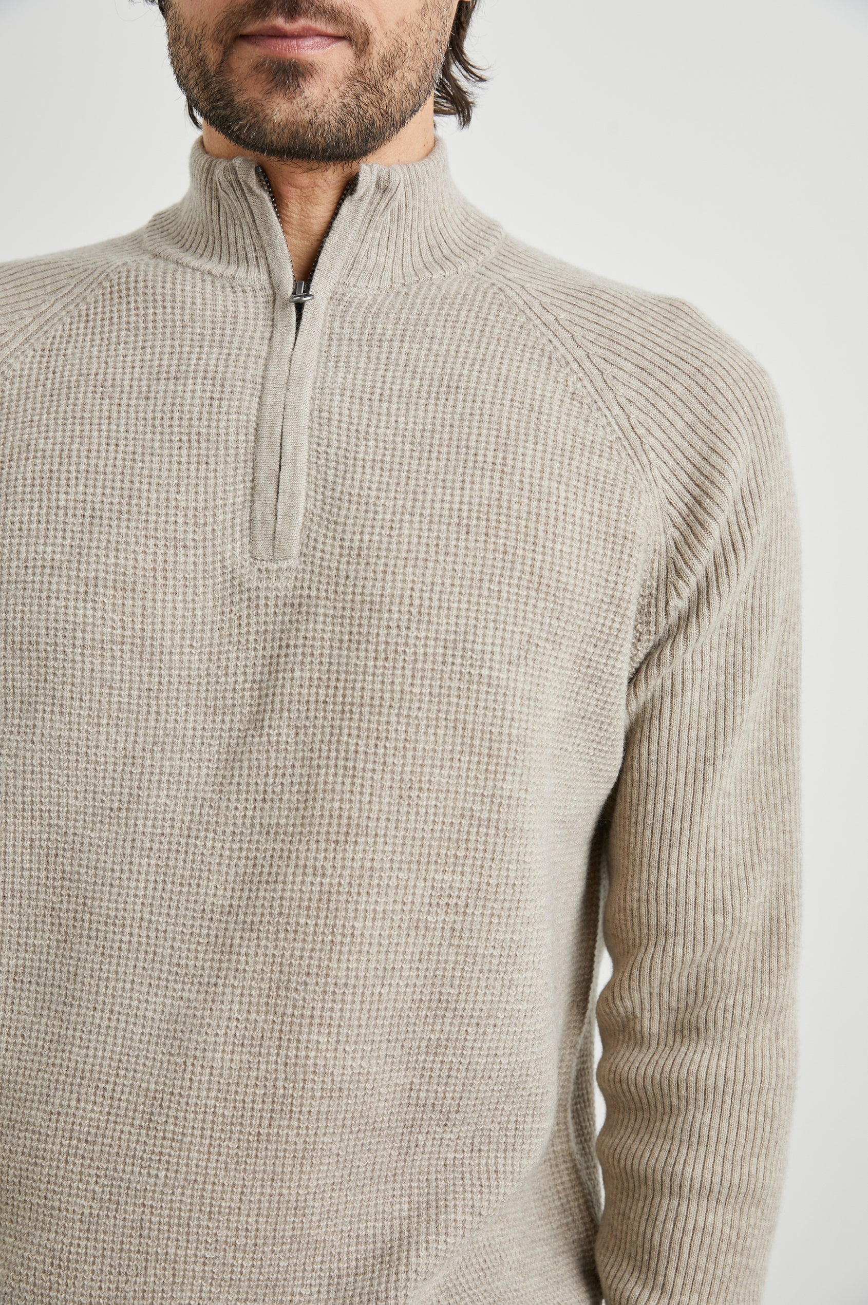 Stark Quarter Zip Sweater - Oat Melange