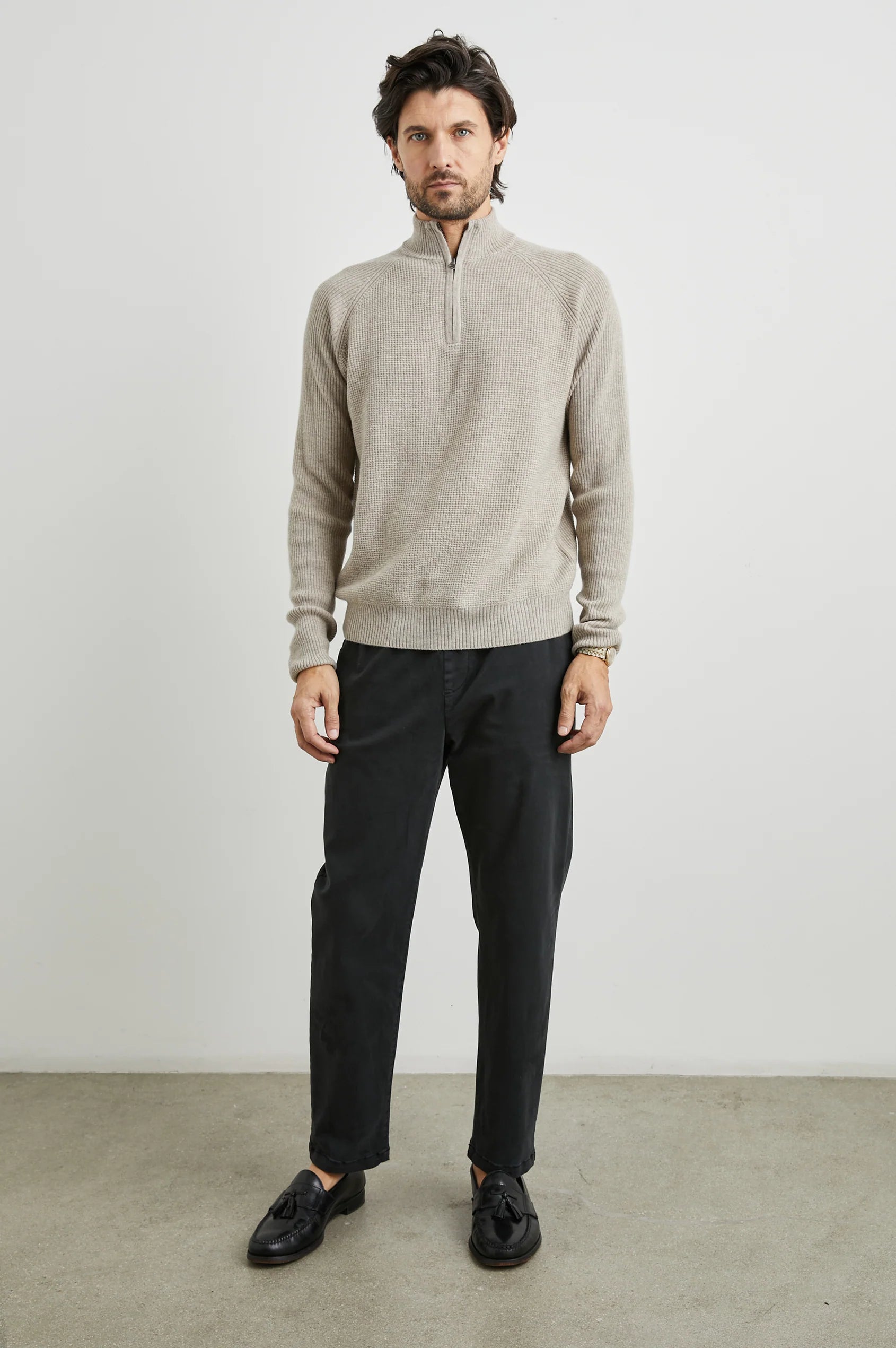 Stark Quarter Zip Sweater - Oat Melange