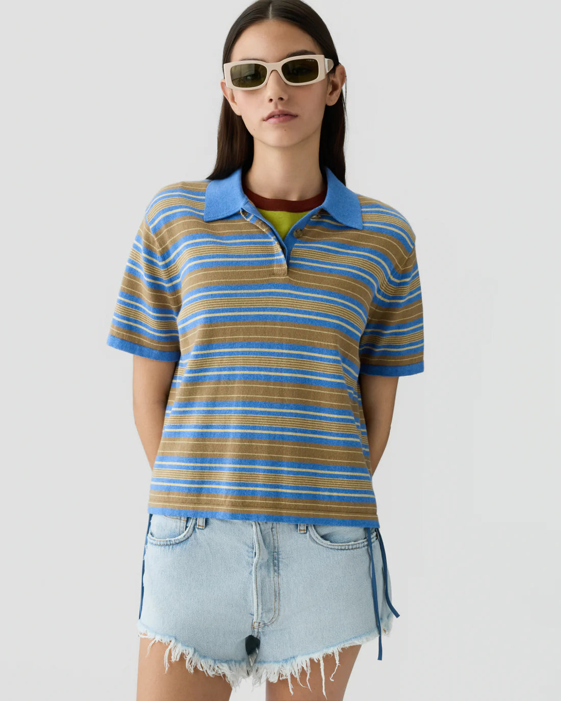 Short Sleeve Stripe Rugby - Delft Blue Combo