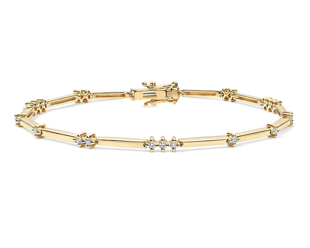 Scattered Diamond on Gold Bars Bracelet