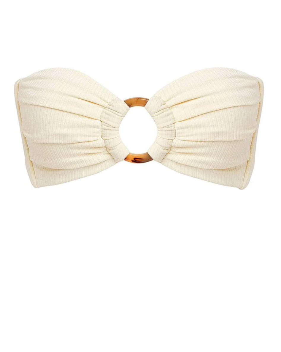 Cream Rib Tori Bandeau Bikini Top