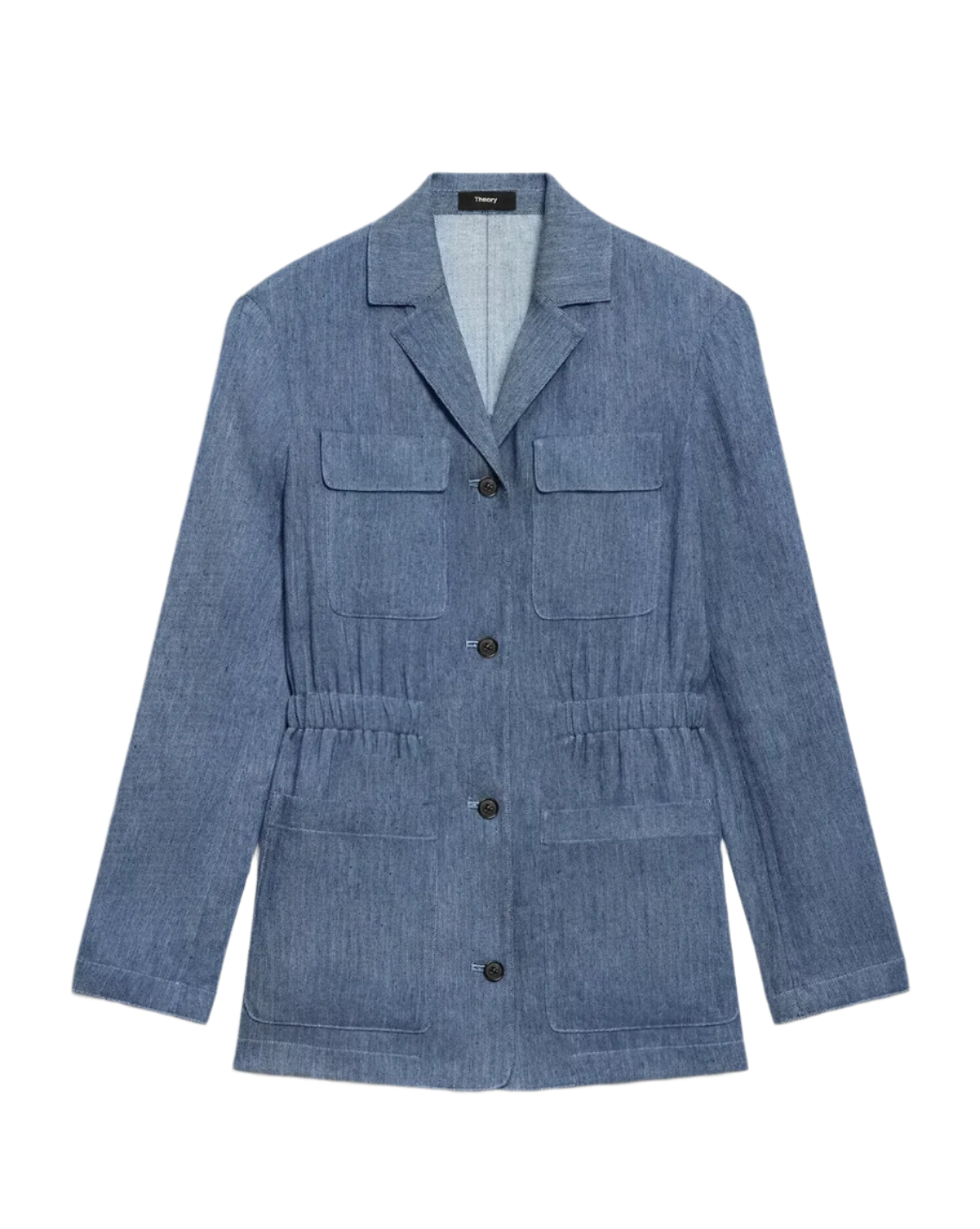 Cinched Jacket in Fluid Linen - Light Denim