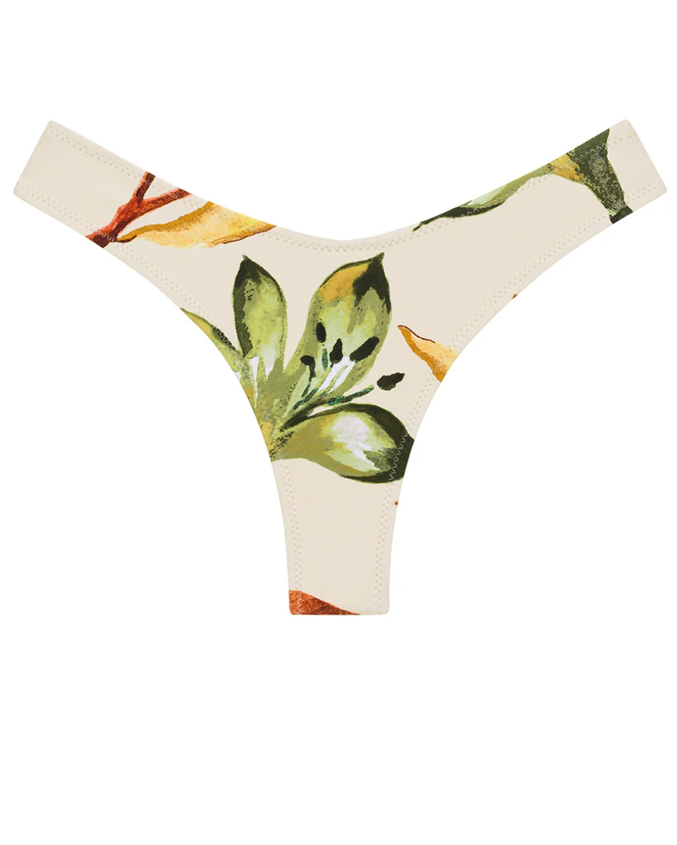 Rooted floral Tori Ties Bandeau Bikini Top and Added Coverage Lulu (Zig-Zag Stitch) Bikini Bottom Set