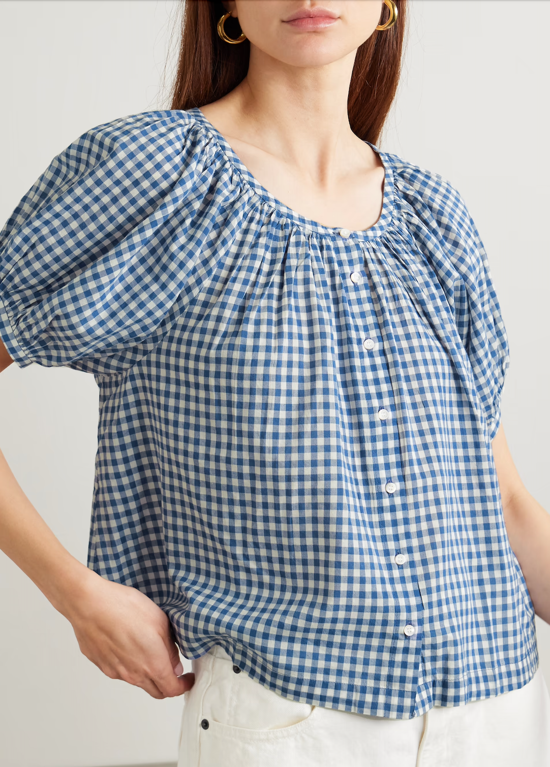 June Top - Blue Gingham