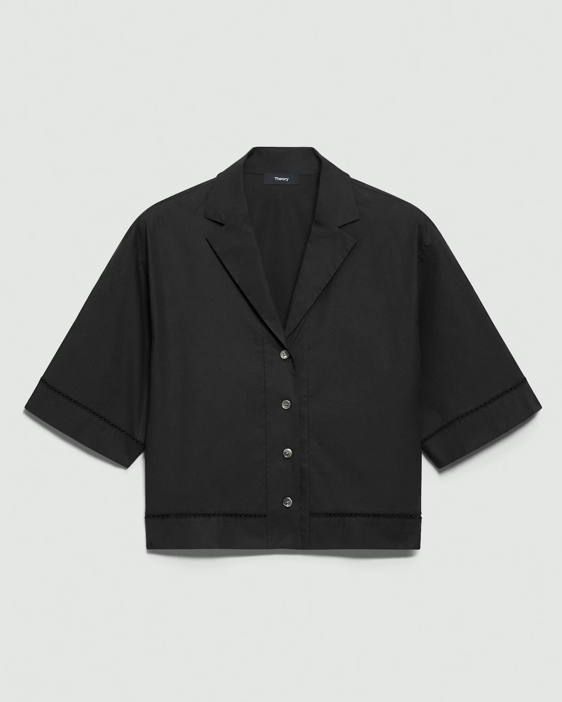 Boxy Camp Shirt in City Poplin - Black
