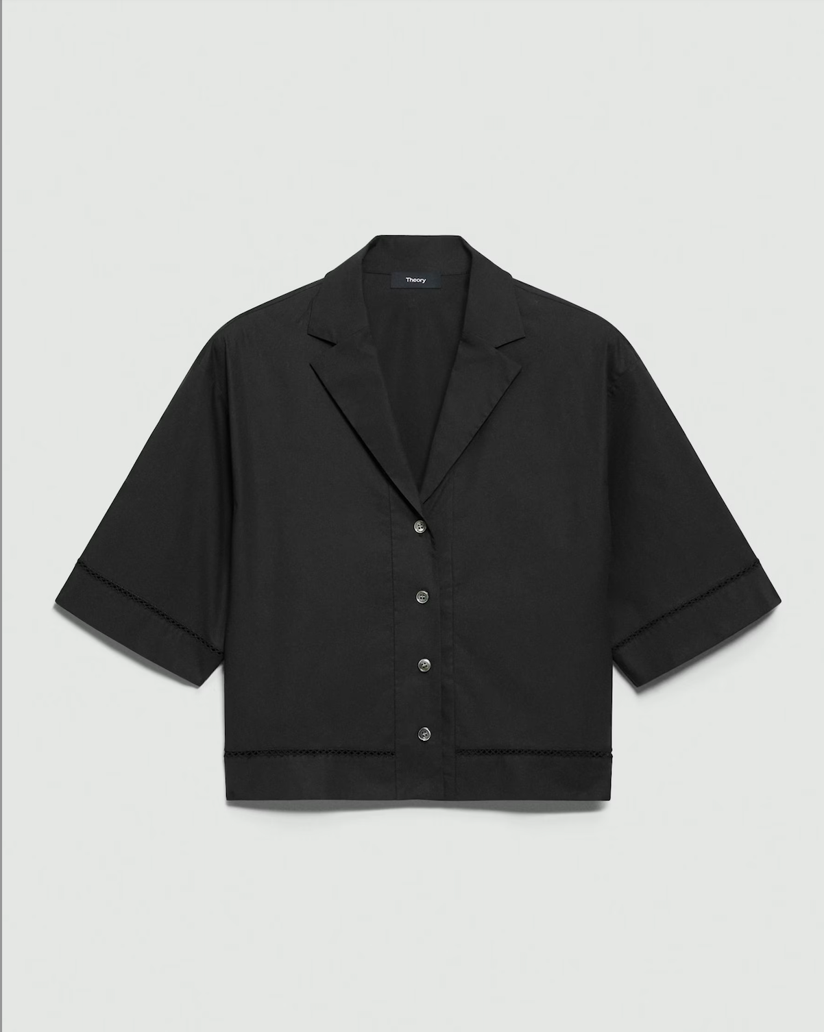Boxy Camp Shirt in City Poplin - Black