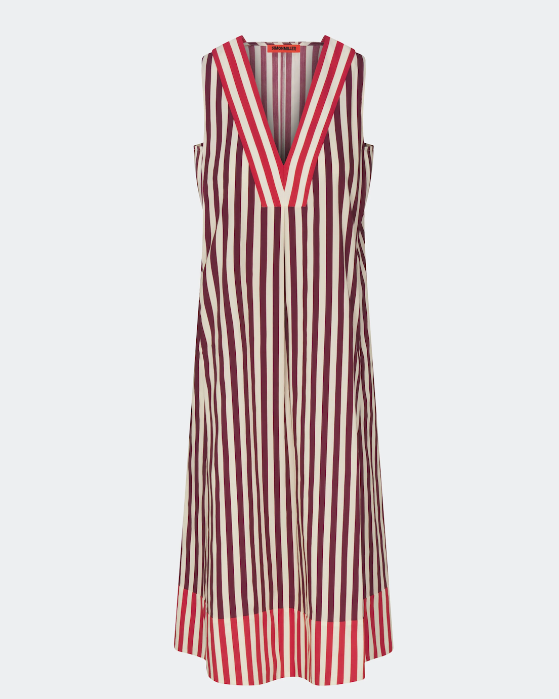Mar Poplin Dress - Bordeaux Stripe Combo