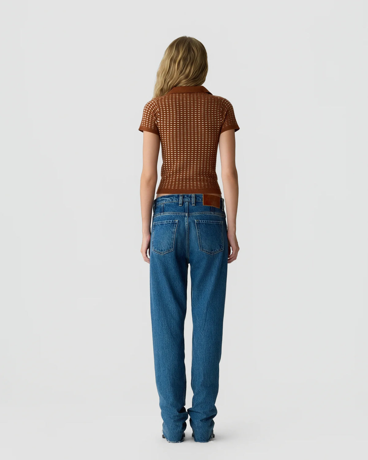Shrunken Waffle Polo - Burnt Sienna/Sandstone